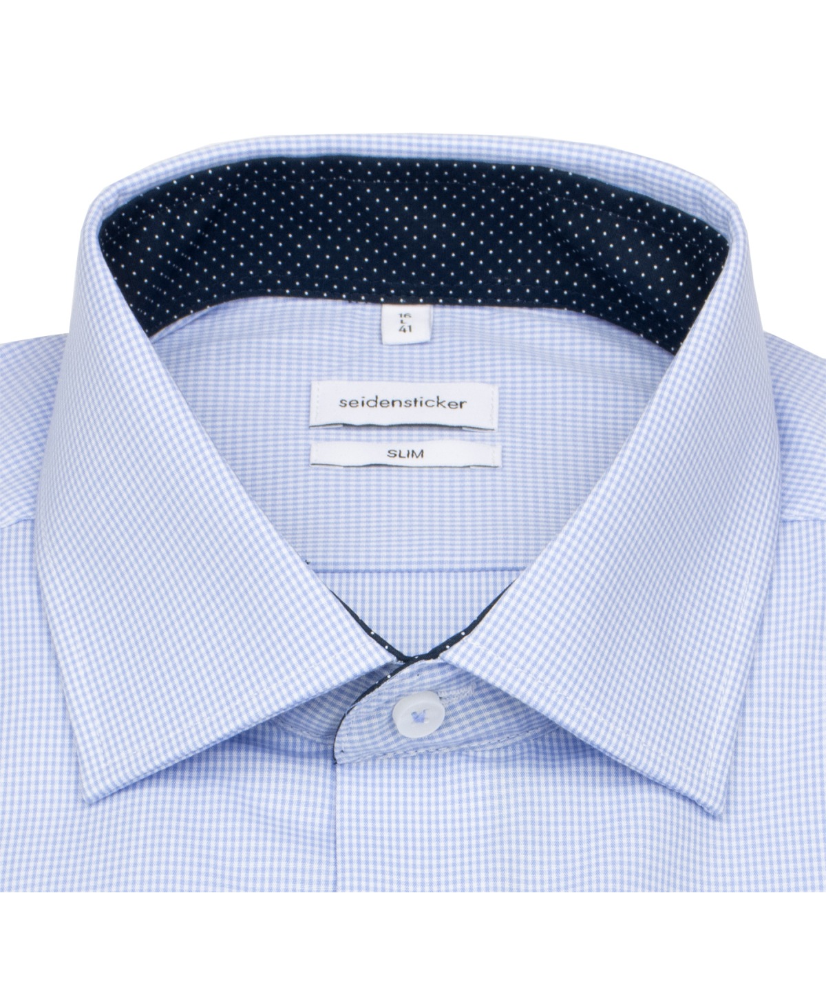 Seidensticker Chemise - Slim Fit - col Kent - à carreaux fins - bleu clair / blanc