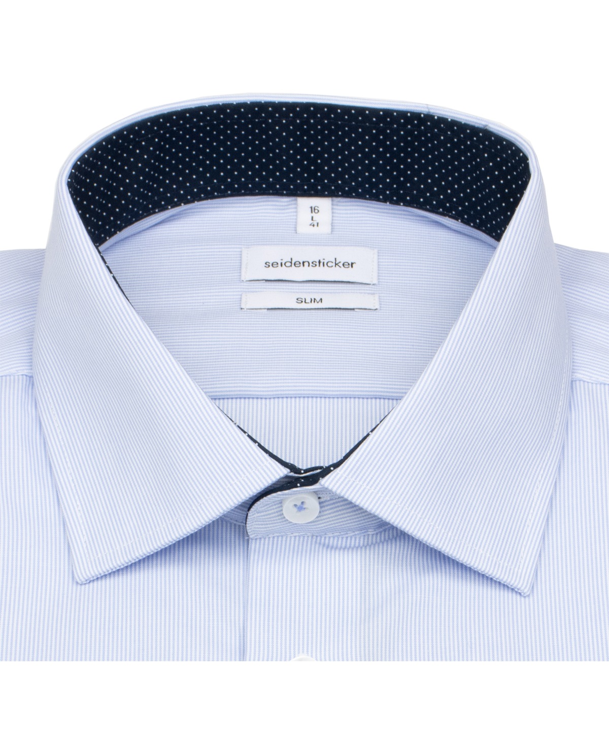 Seidensticker Hemd - Slim Fit - Kentkragen - feine Streifen - hellblau / weiß