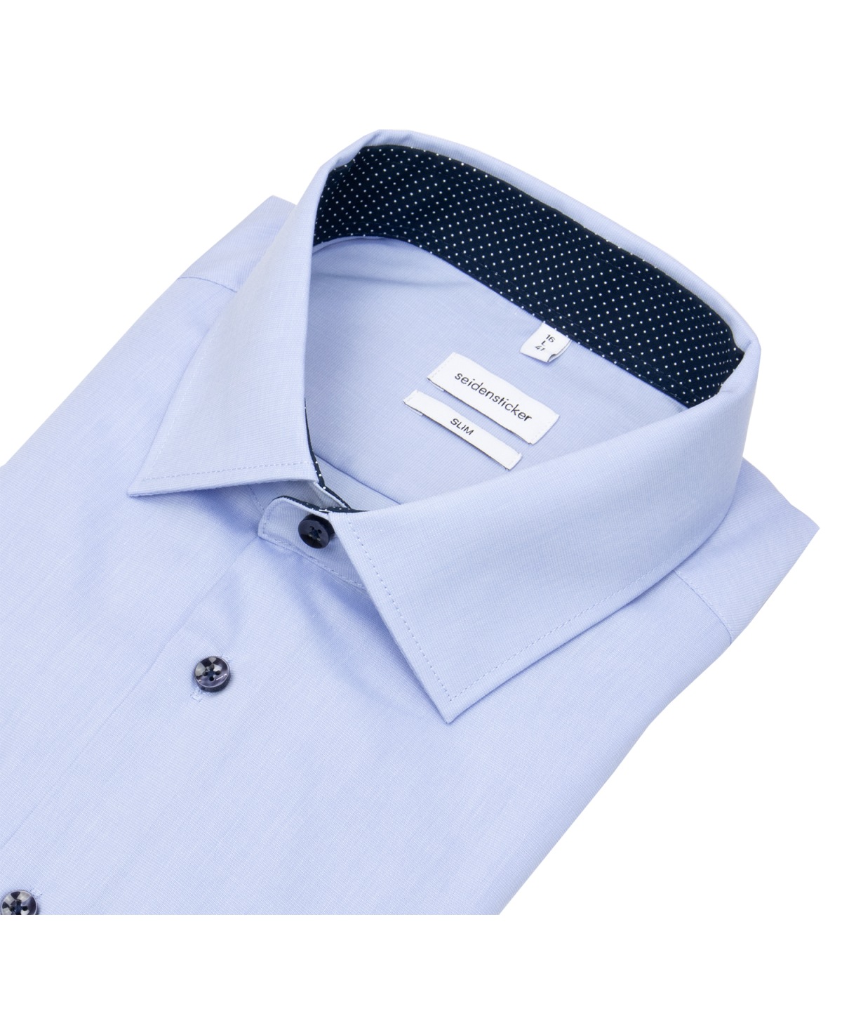 Seidensticker Hemd - Slim Fit - Kentkragen - Kontrastknöpfe - hellblau