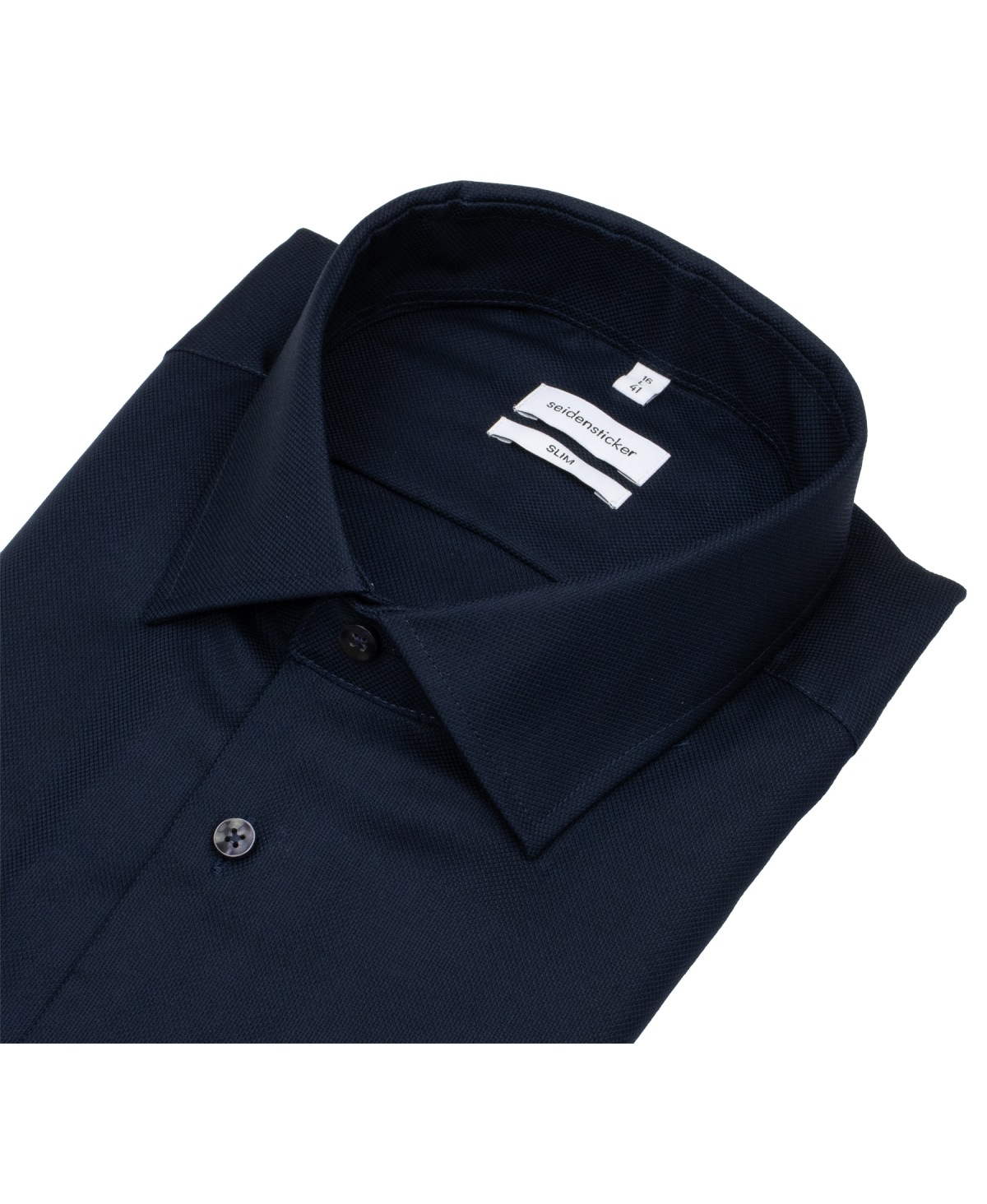 Seidensticker Hemd - Slim Fit - Kentkragen - Natté Struktur - dunkelblau