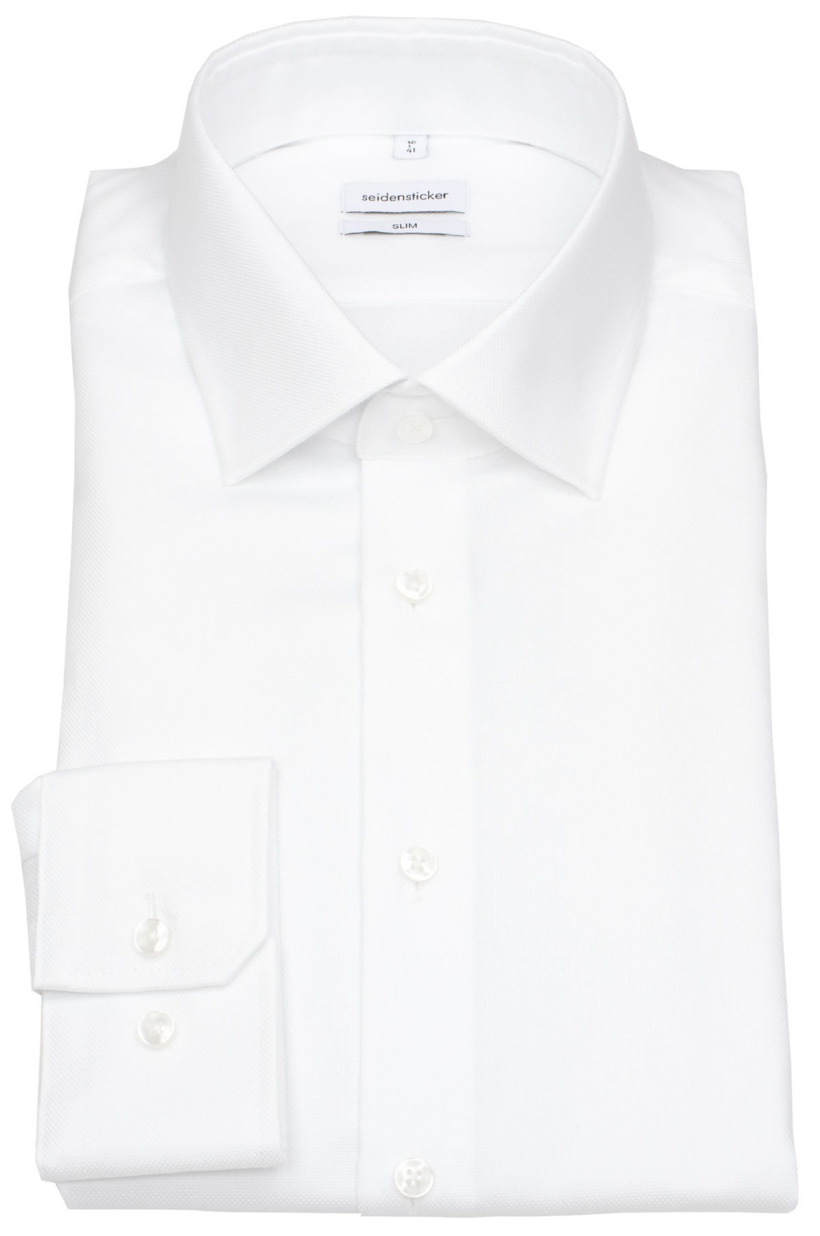 Seidensticker Hemd - Slim Fit - Kentkragen - Natté Struktur - weiß