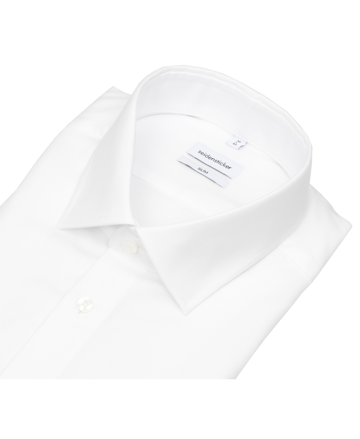 Seidensticker Hemd - Slim Fit - Kentkragen - Natté Struktur - weiß