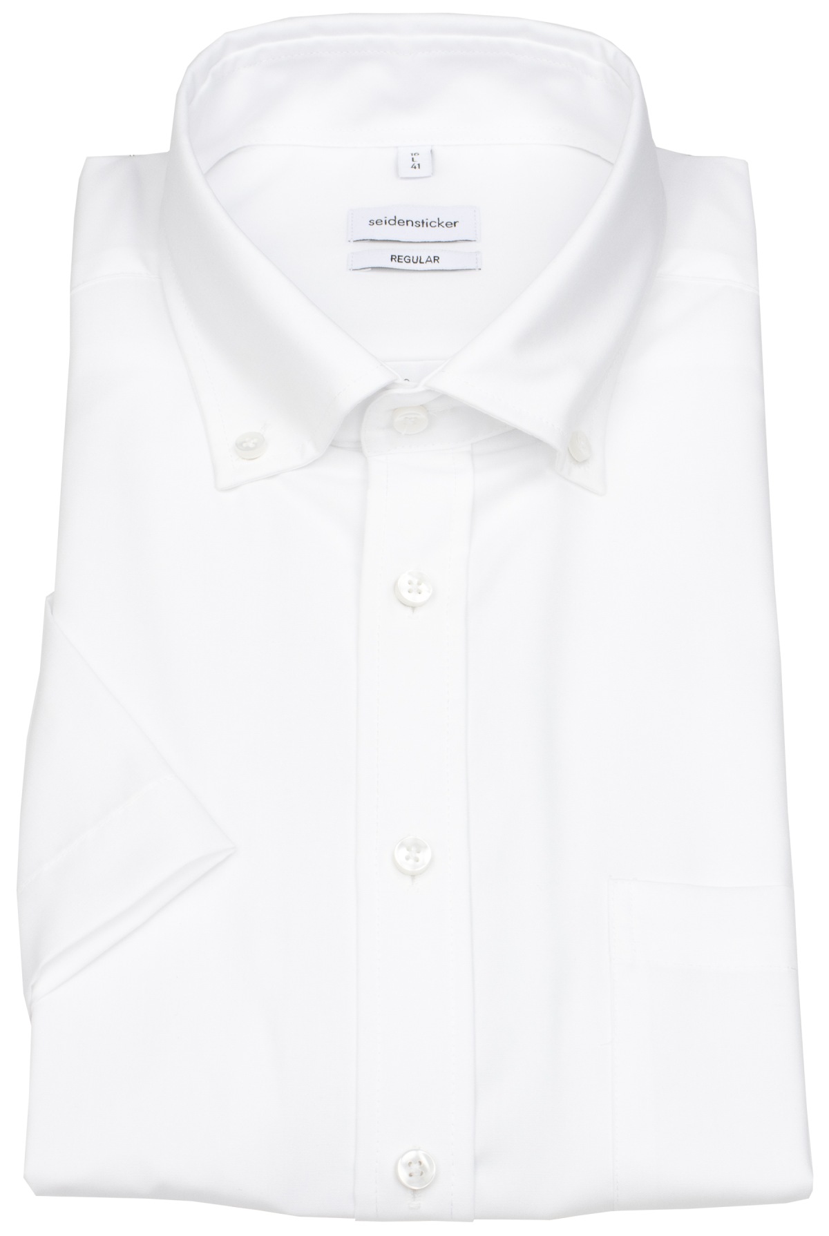 Seidensticker Short-sleeved shirt - Regular Fit - Button-down collar - white