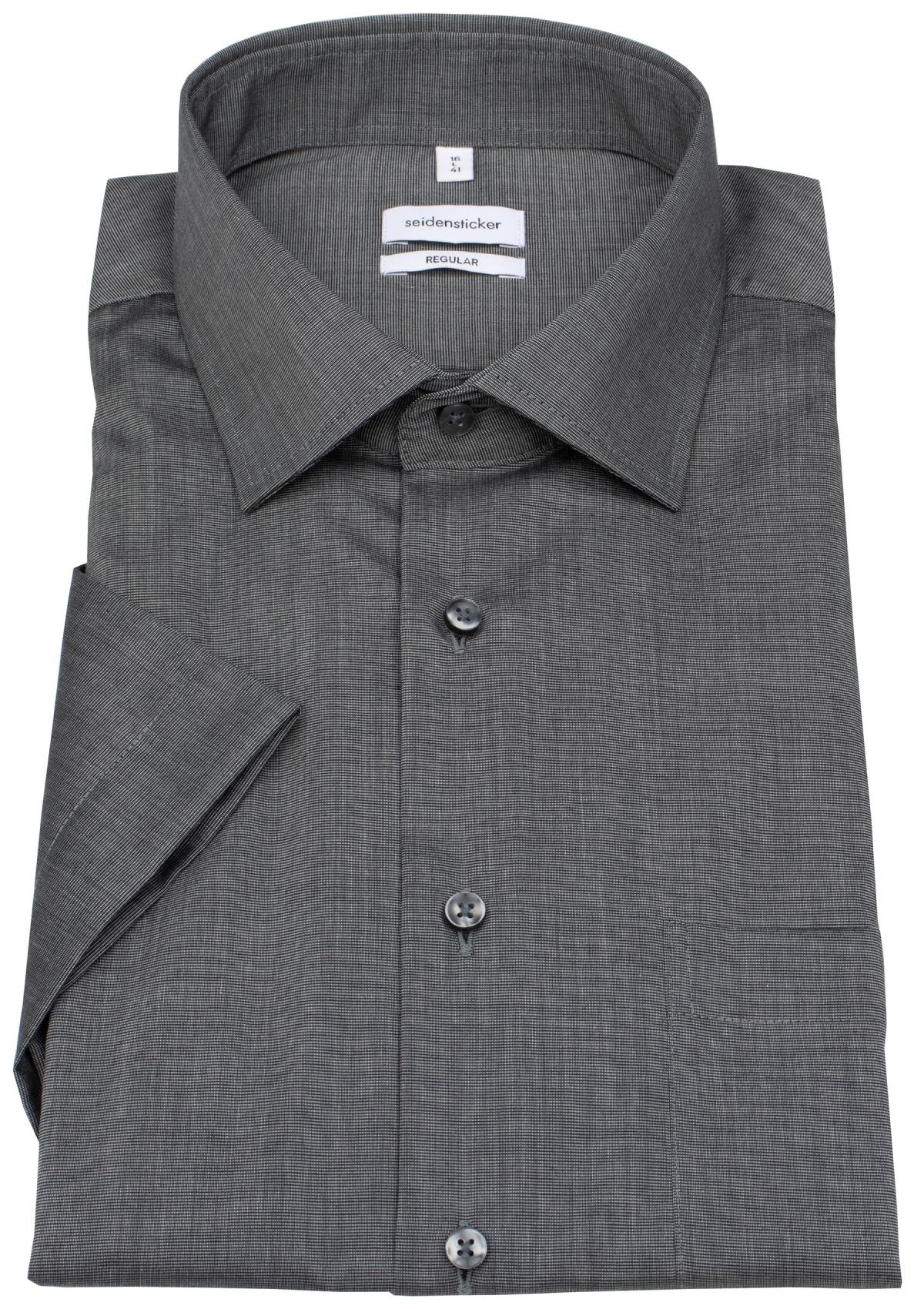 Seidensticker Chemise à manches courtes - Regular Fit - col Kent - Fil-à-Fil - anthracite