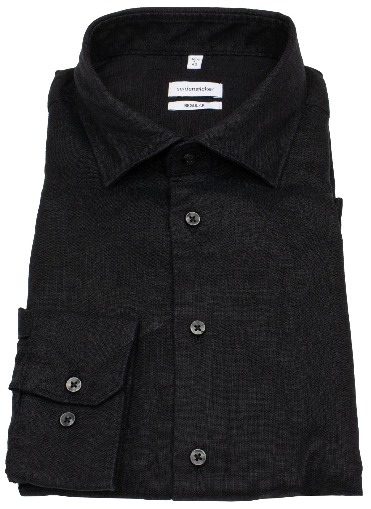Seidensticker Leinenhemd - Regular Fit - schwarz