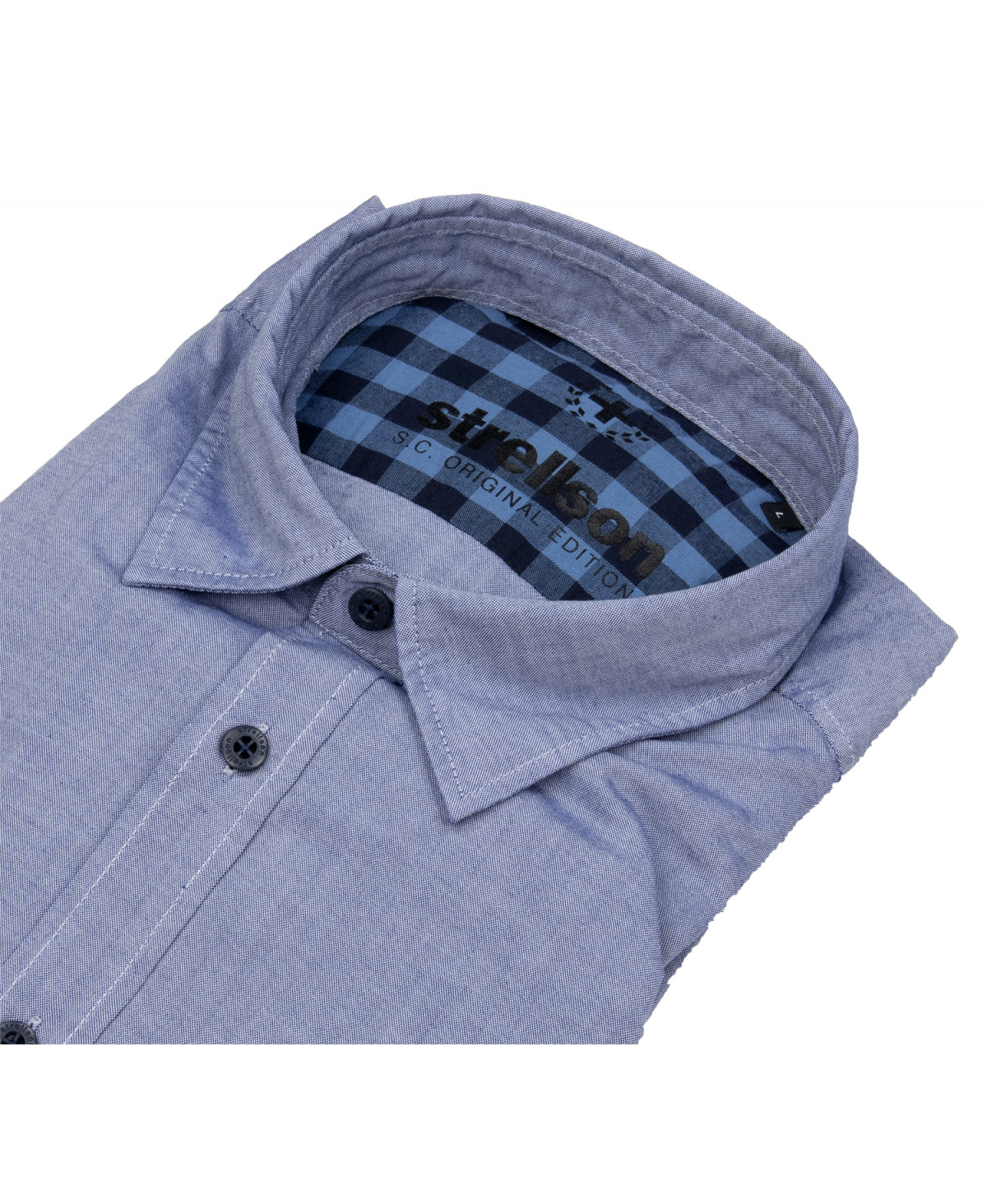 Strellson Hemd - Casual Fit - Kontrastknöpfe - blau