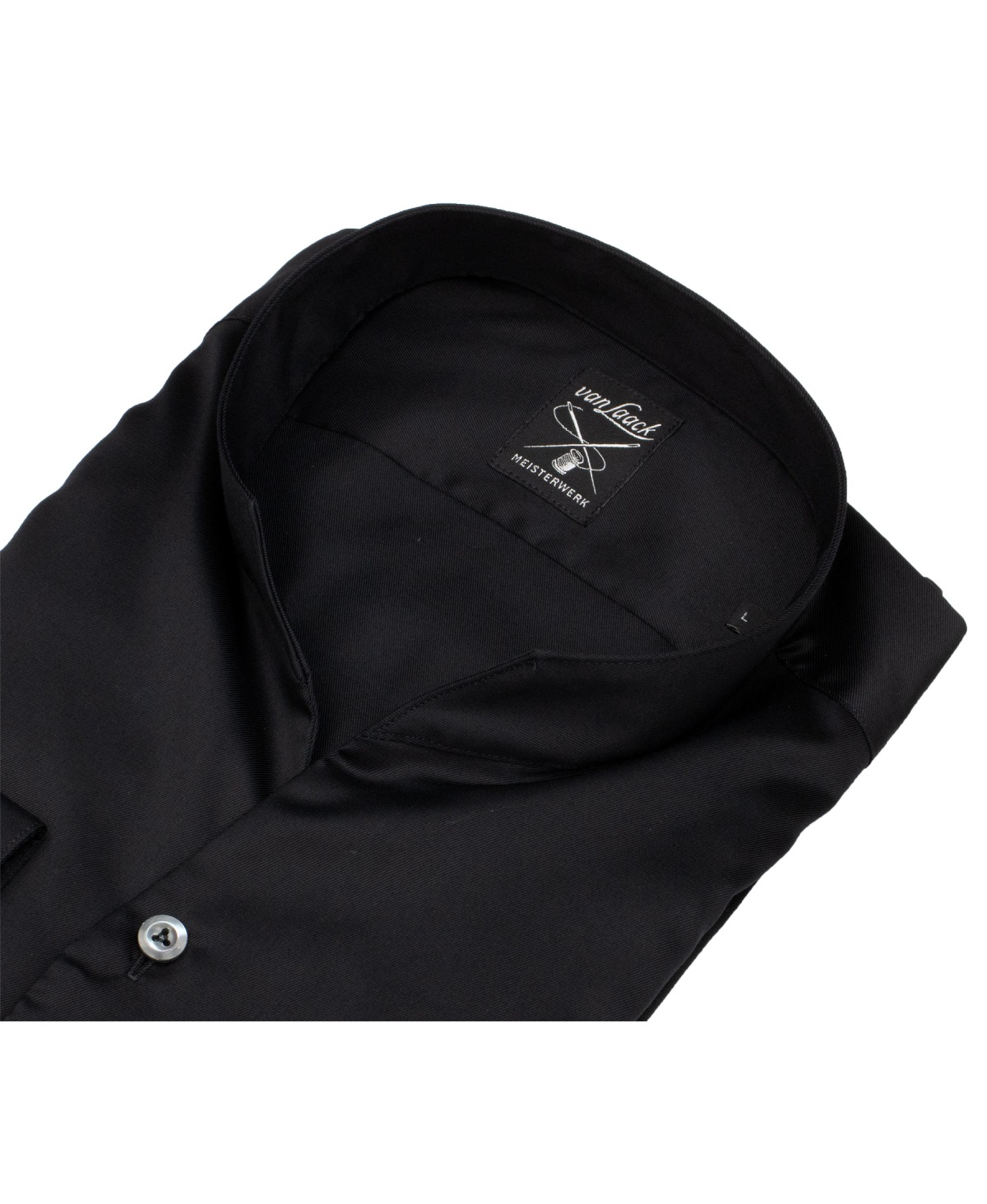 van Laack Hemd - Slim Fit - Stehkragen - Twill - schwarz - ohne OVP