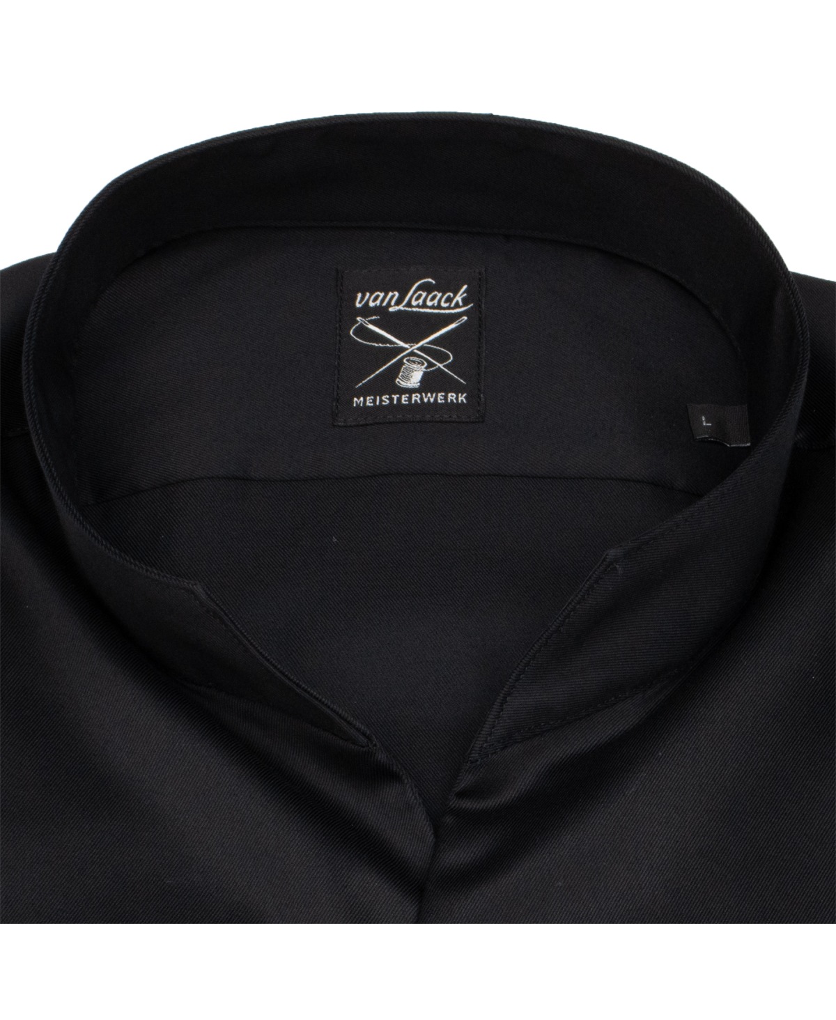 van Laack Hemd - Slim Fit - Stehkragen - Twill - schwarz - ohne OVP