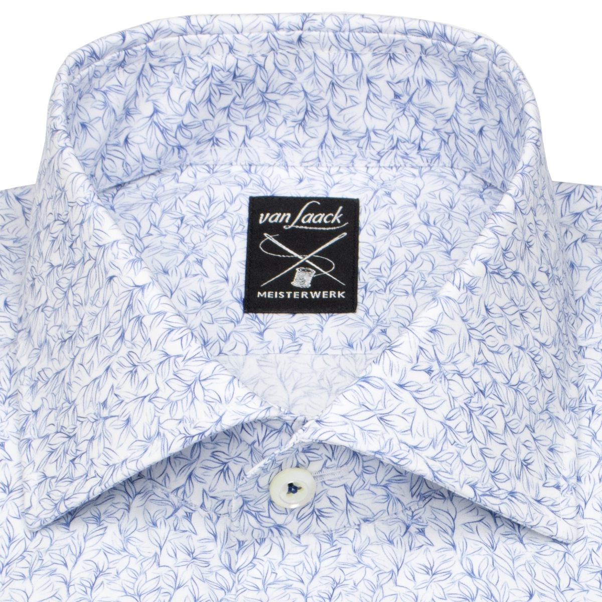 van Laack Hemd - Tailor Fit - Haikragen - Meisterwerk - feines Muster - blau / weiß
