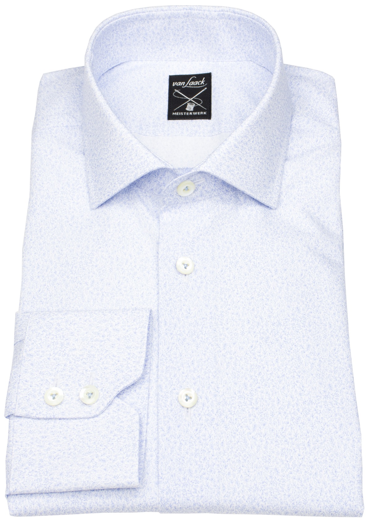 van Laack Hemd - Tailor Fit - Haikragen - Meisterwerk - florales Muster - hellblau