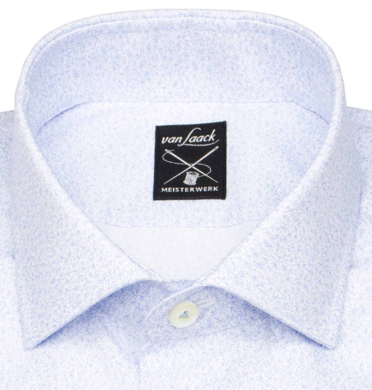 van Laack Hemd - Tailor Fit - Haikragen - Meisterwerk - florales Muster - hellblau