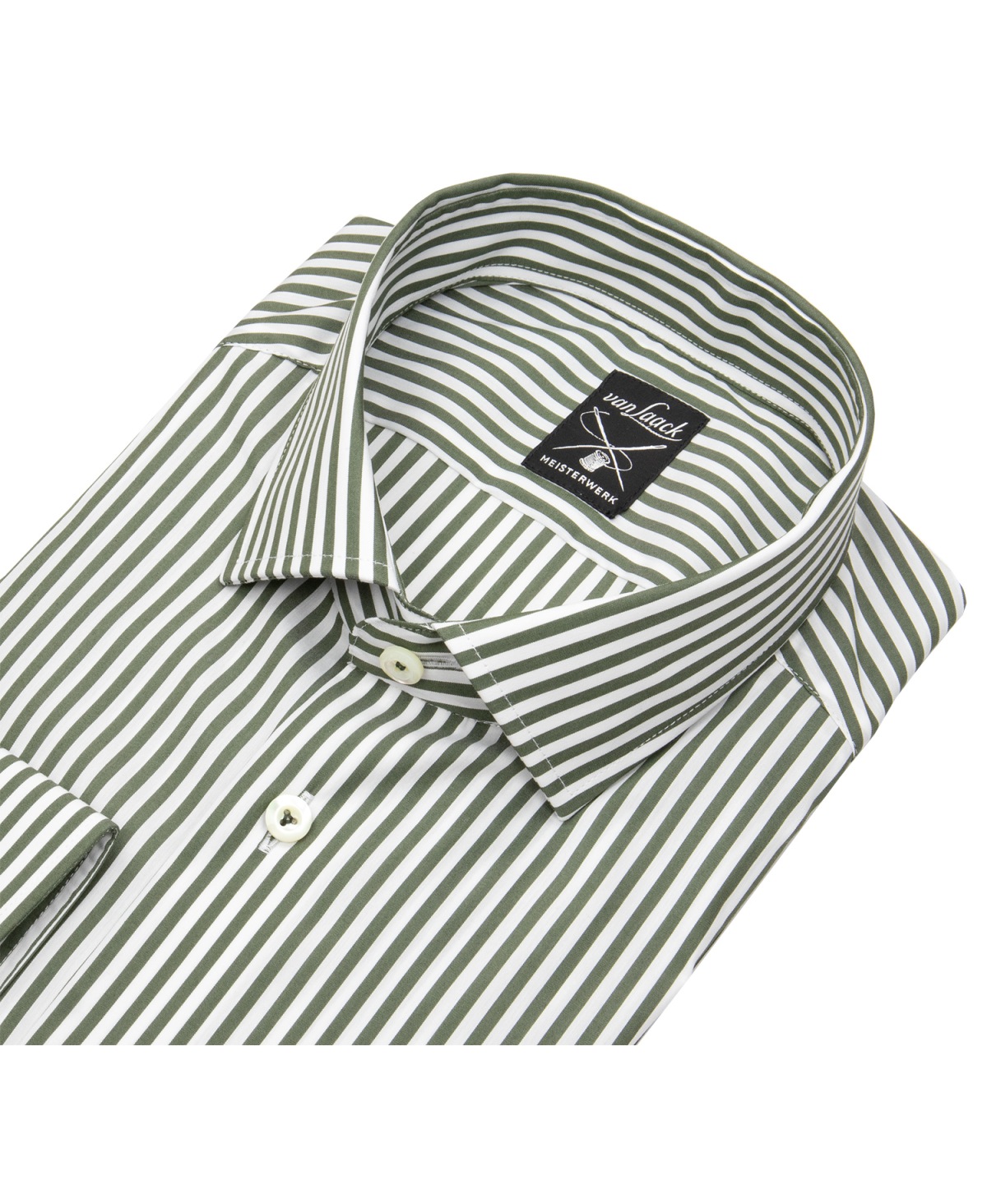 van Laack Hemd - Tailor Fit - Kentkragen - Meisterwerk - Streifen - grün / weiß
