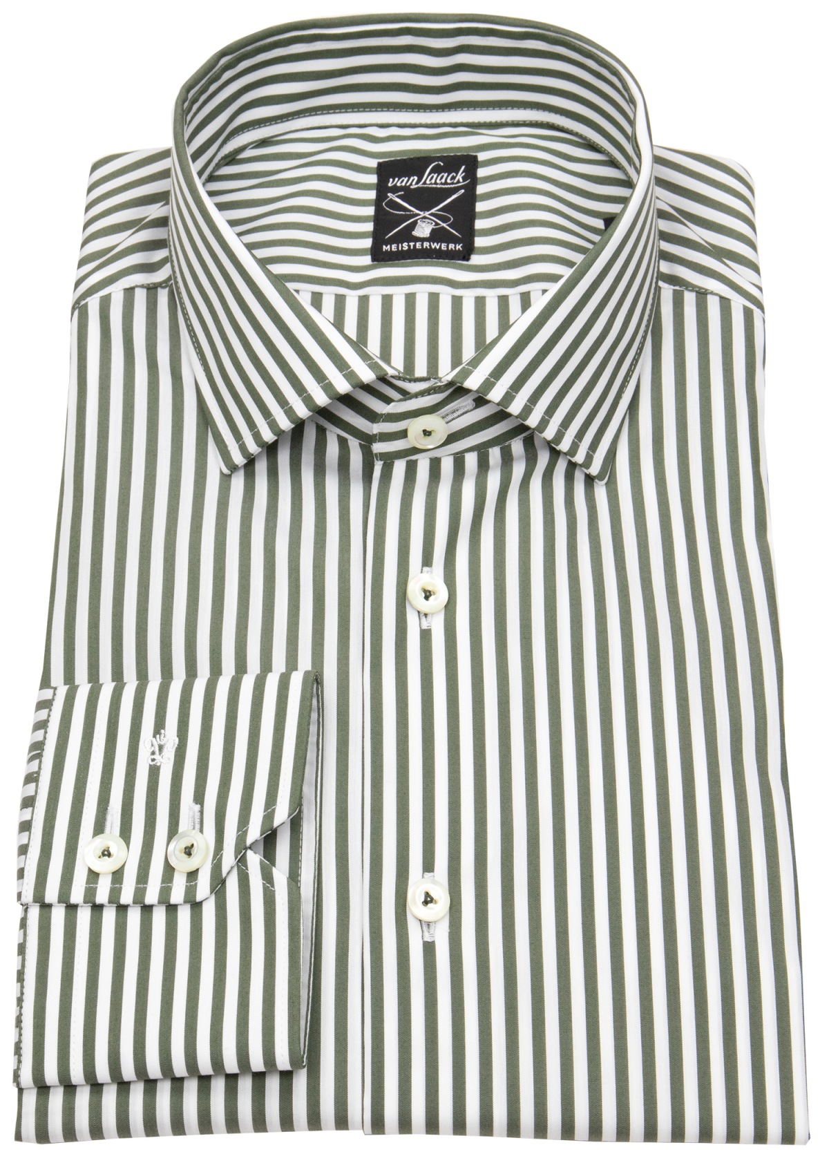 van Laack Hemd - Tailor Fit - Kentkragen - Meisterwerk - Streifen - grün / weiß