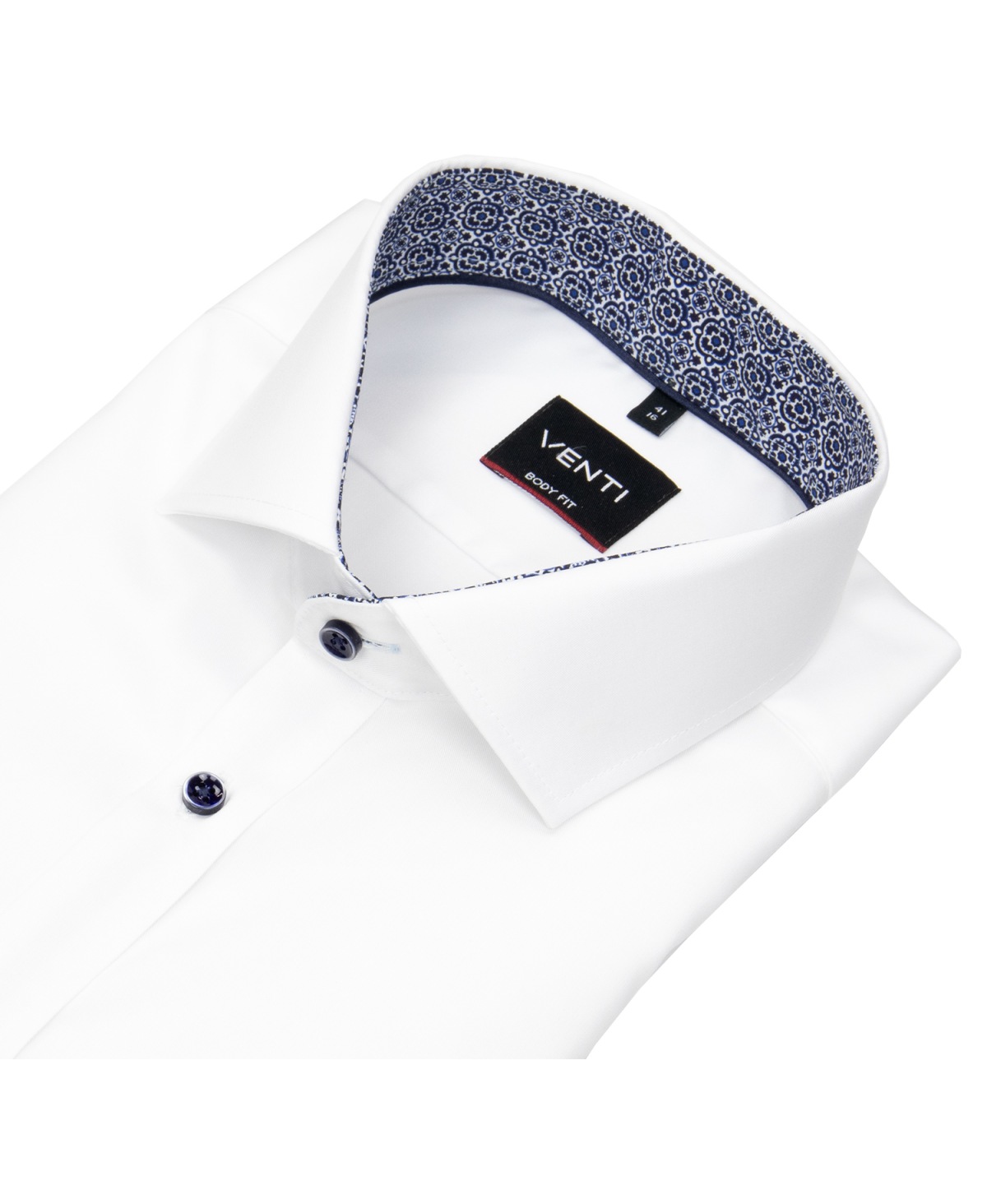 Venti Hemd - Body Fit - Haifischkragen - Twill - Kontrastknöpfe - weiß - ohne OVP