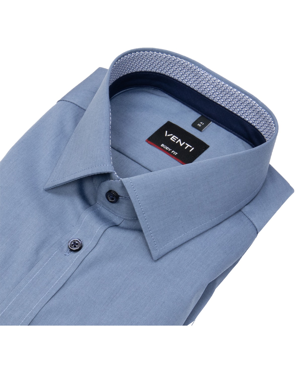 Venti Hemd - Body Fit - Kentkragen - Kontrastknöpfe - blau