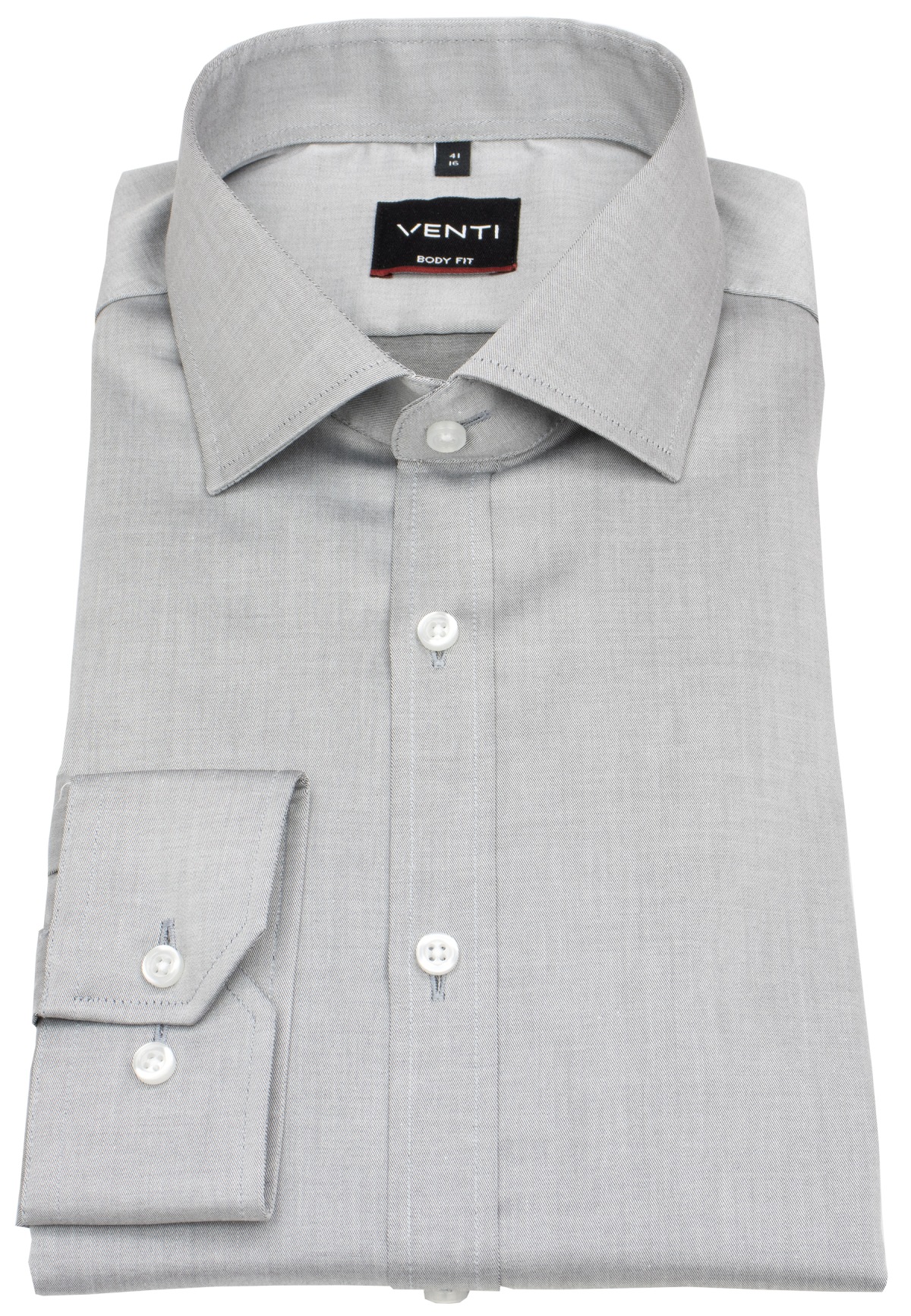 Venti Hemd - Body Fit - Kentkragen - Twill - grau - extra langer 69cm Arm