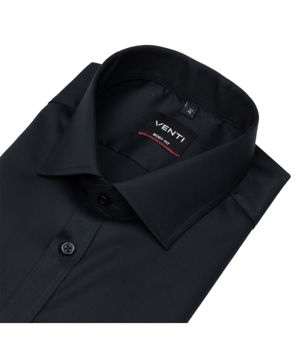 Venti Hemd - Body Fit - Kentkragen - Twill - schwarz