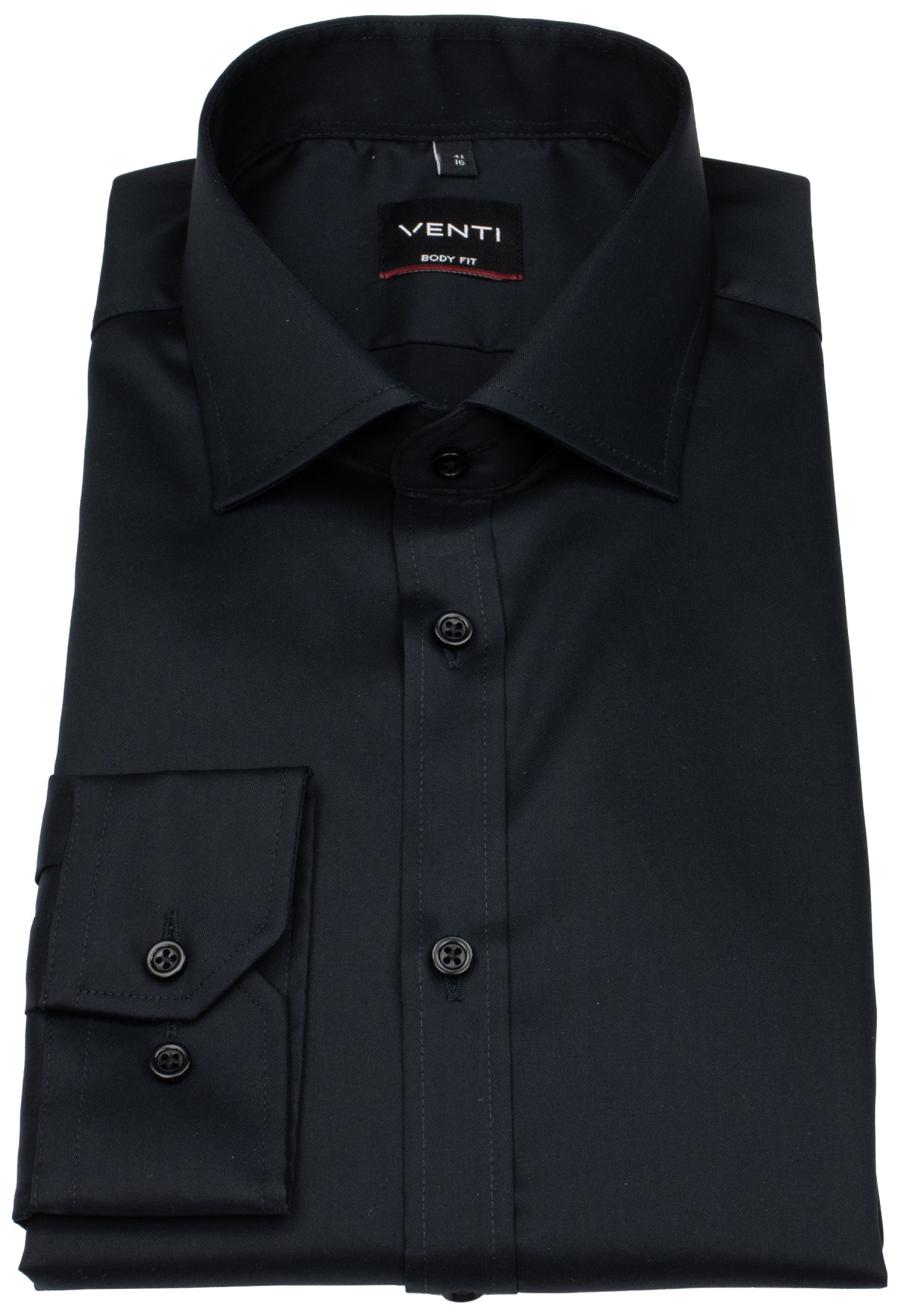 Venti Hemd - Body Fit - Kentkragen - Twill - schwarz