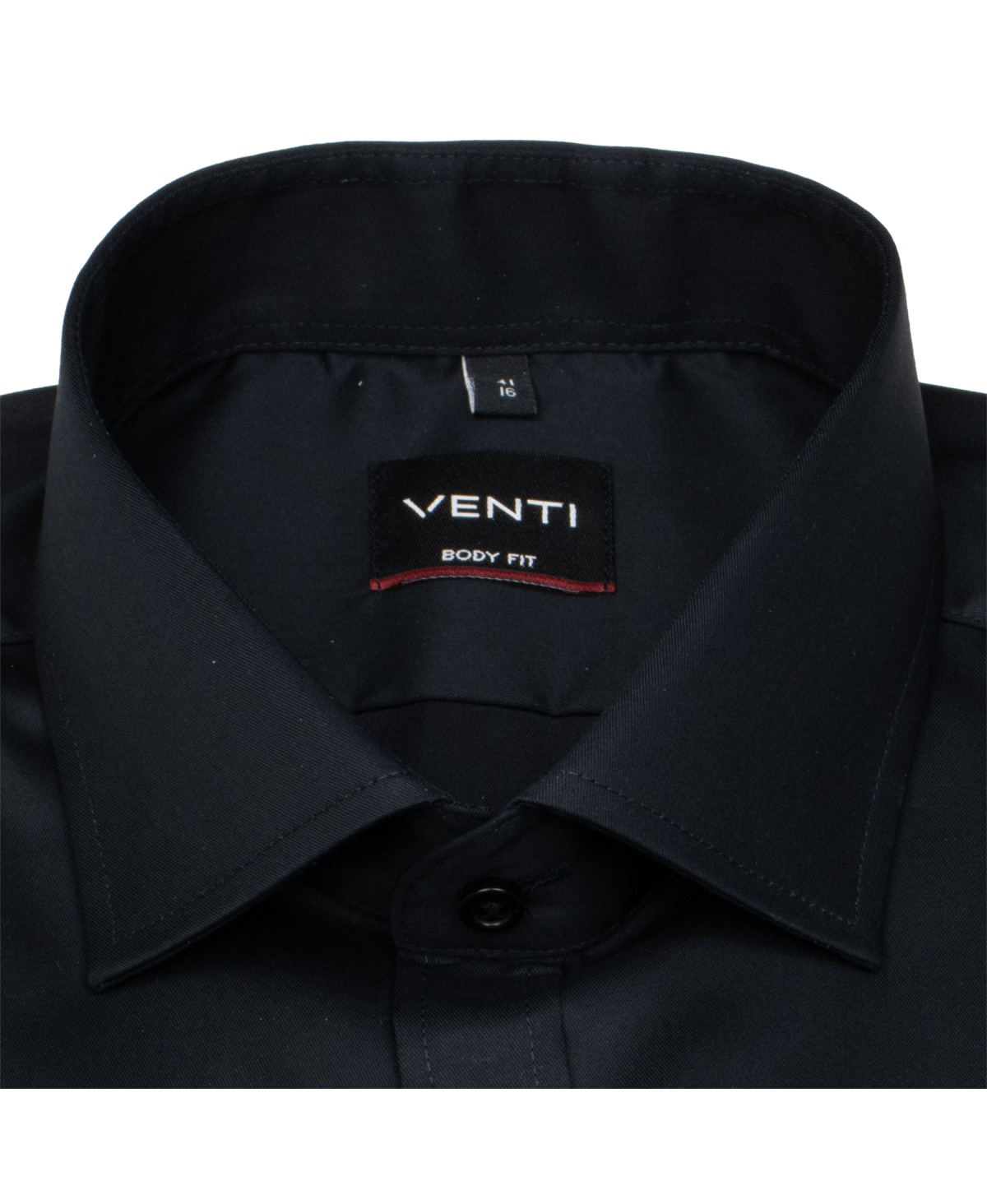 Venti Hemd - Body Fit - Kentkragen - Twill - schwarz - extra langer 72cm