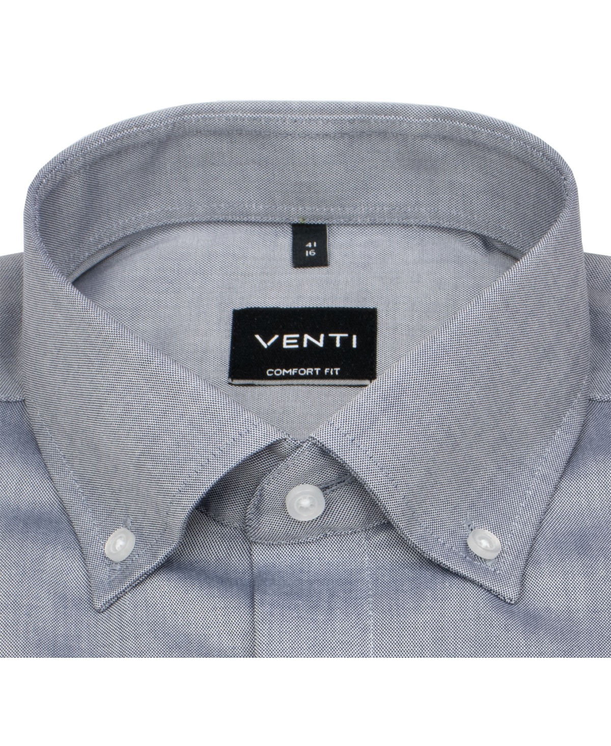 Venti Hemd - Comfort Fit - Button Down Kragen - Oxford Struktur - blau