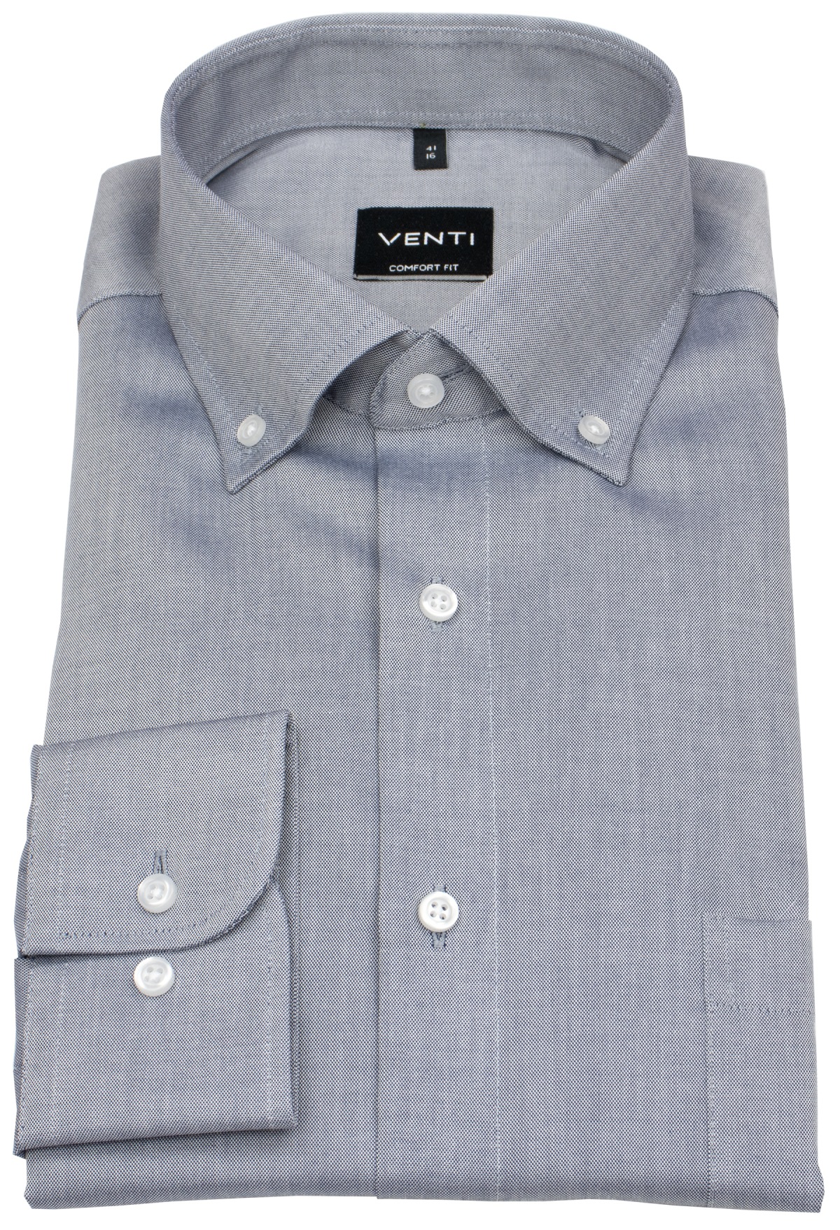 Venti Hemd - Comfort Fit - Button Down Kragen - Oxford Struktur - blau