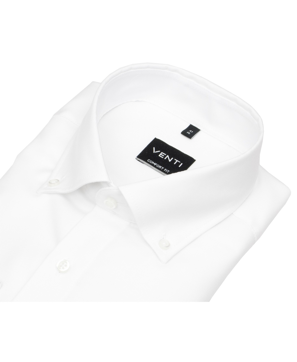 Venti Hemd - Comfort Fit - Button Down Kragen - Oxford Struktur - weiß