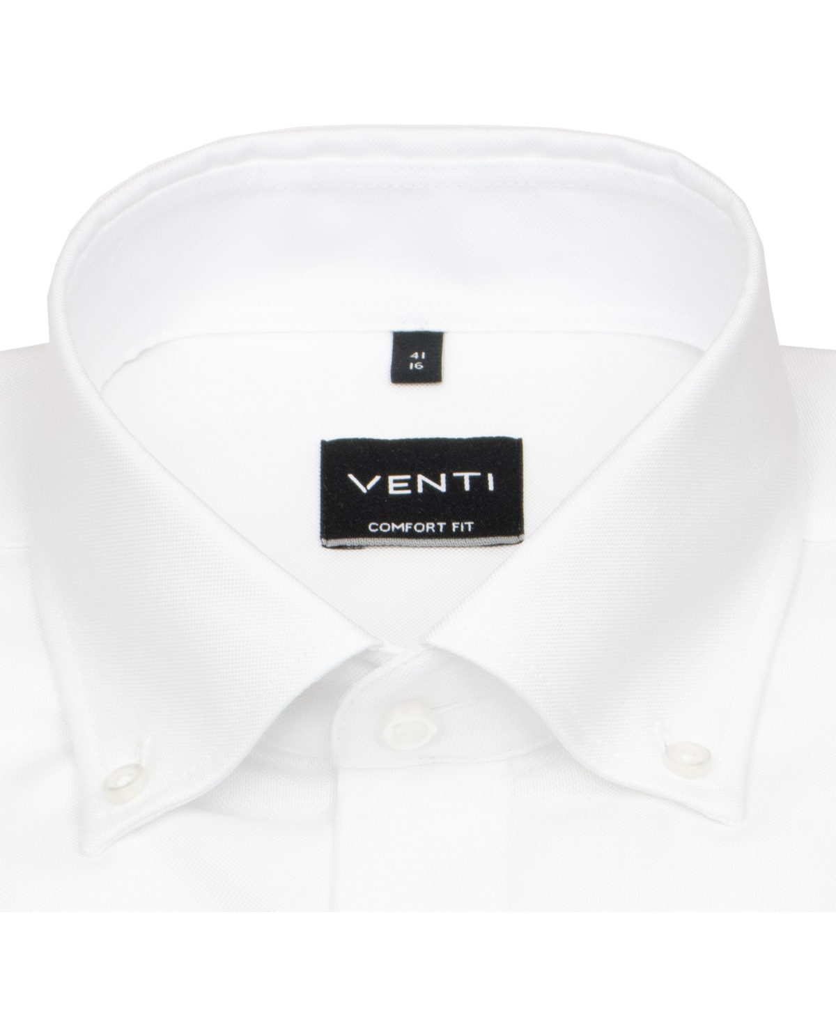 Venti Hemd - Comfort Fit - Button Down Kragen - Oxford Struktur - weiß