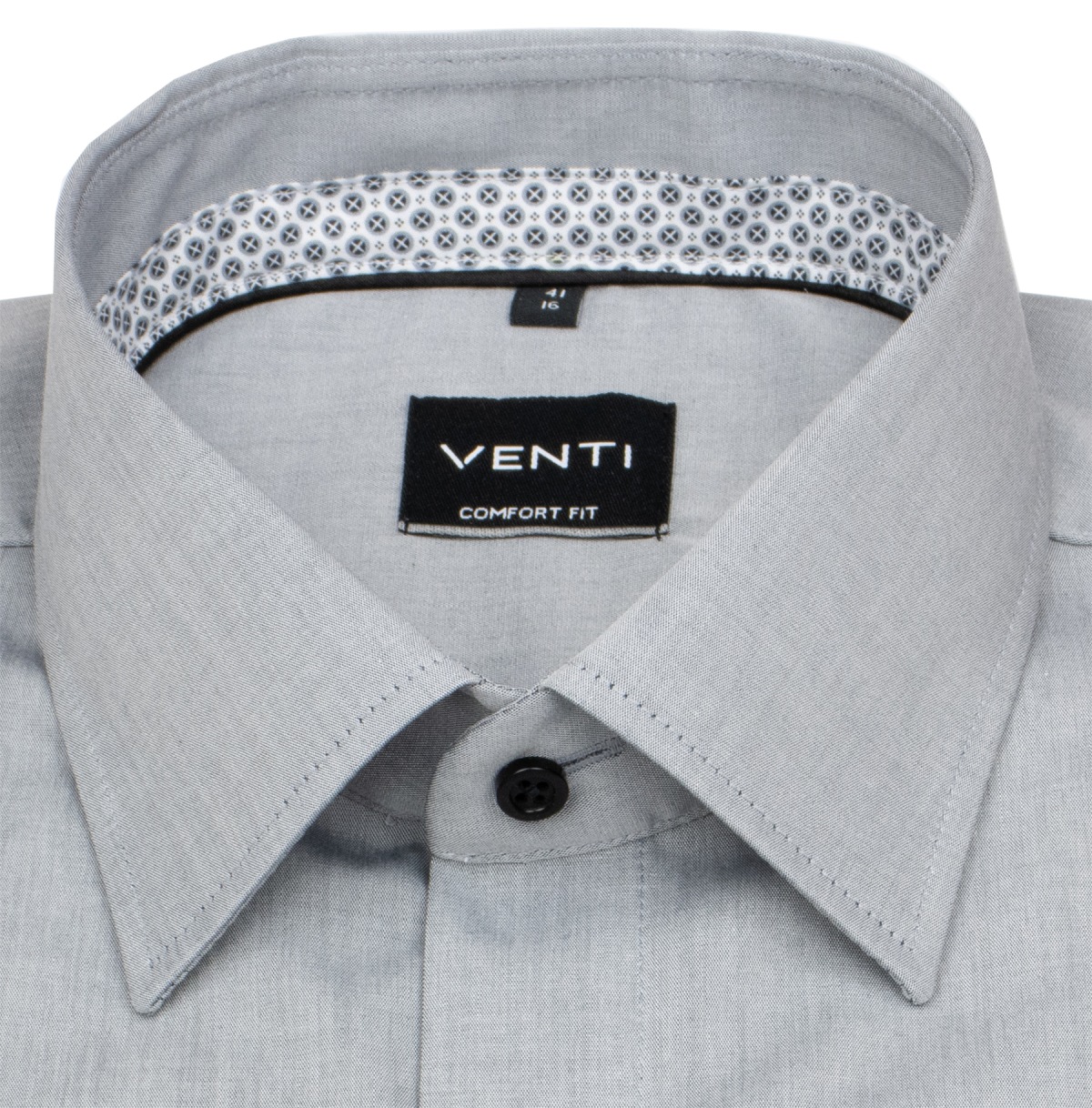 Venti Hemd - Comfort Fit - Kentkragen - Kontrastknöpfe - grau