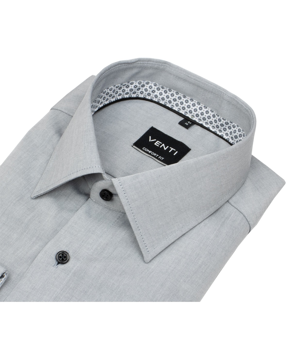 Venti Hemd - Comfort Fit - Kentkragen - Kontrastknöpfe - grau