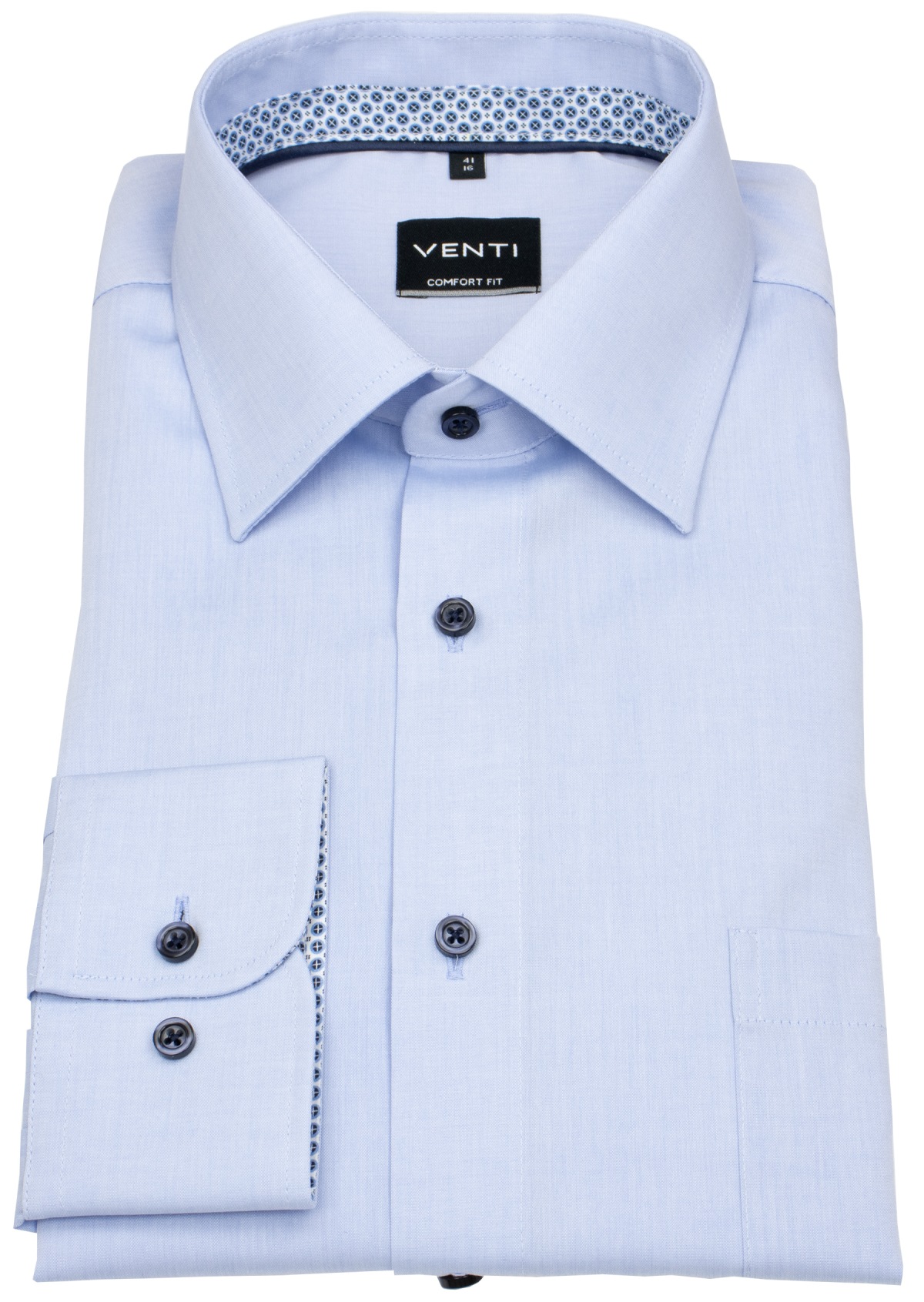 Venti Hemd - Comfort Fit - Kentkragen - Kontrastknöpfe - hellblau