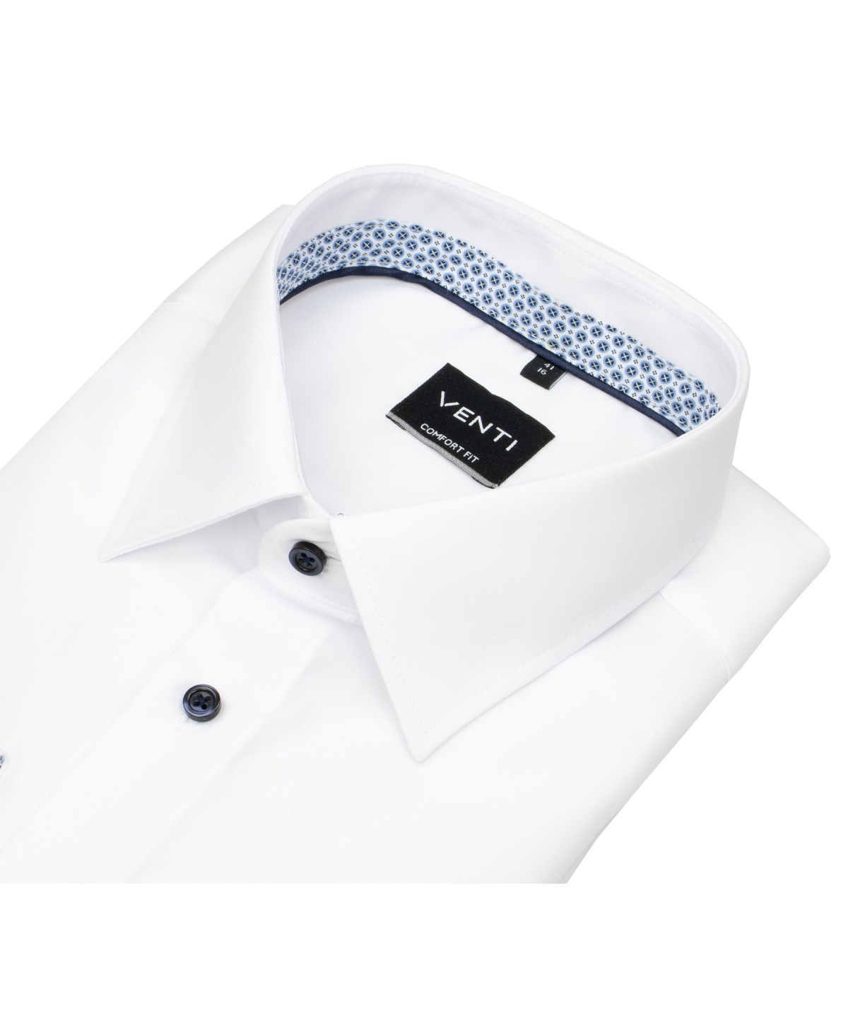 Venti Hemd - Comfort Fit - Kentkragen - Kontrastknöpfe - weiß