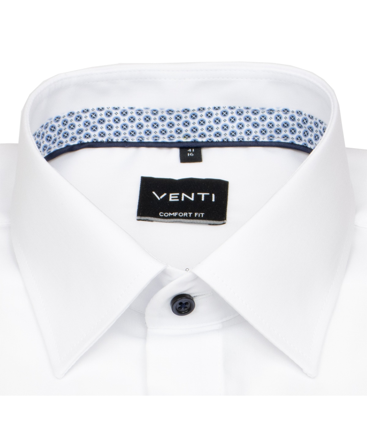 Venti Hemd - Comfort Fit - Kentkragen - Kontrastknöpfe - weiß