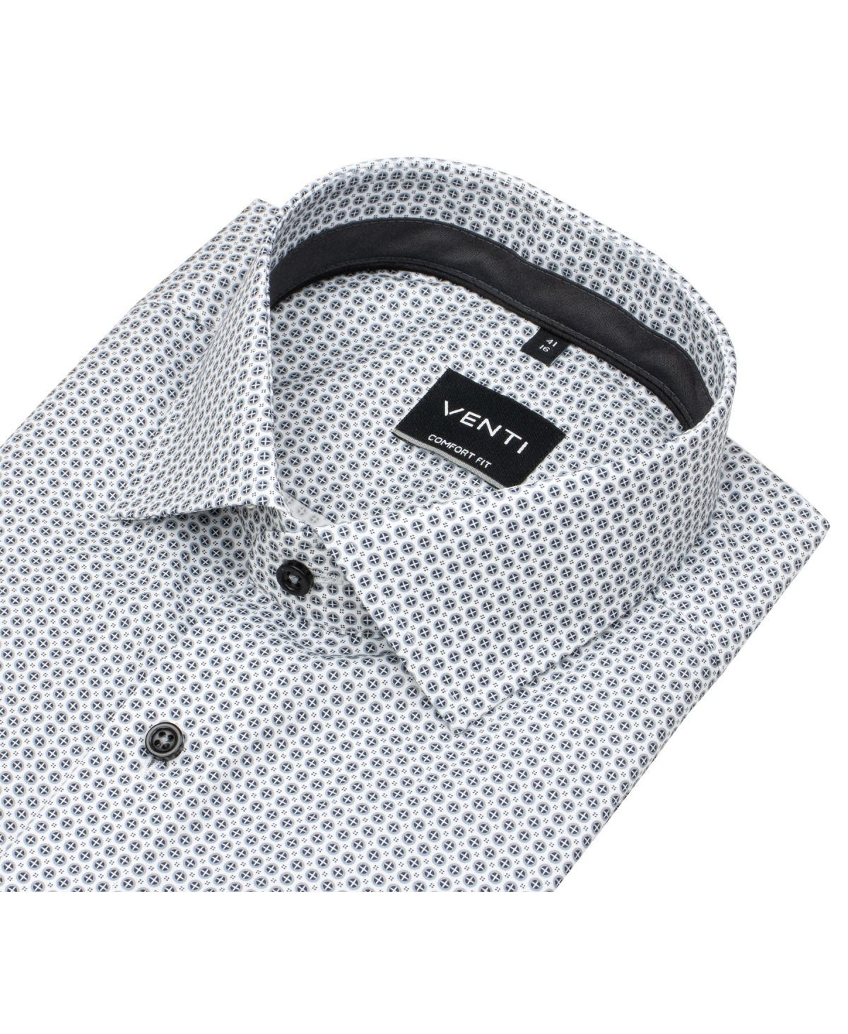Venti Hemd - Comfort Fit - Kentkragen - Print - anthrazit / weiß