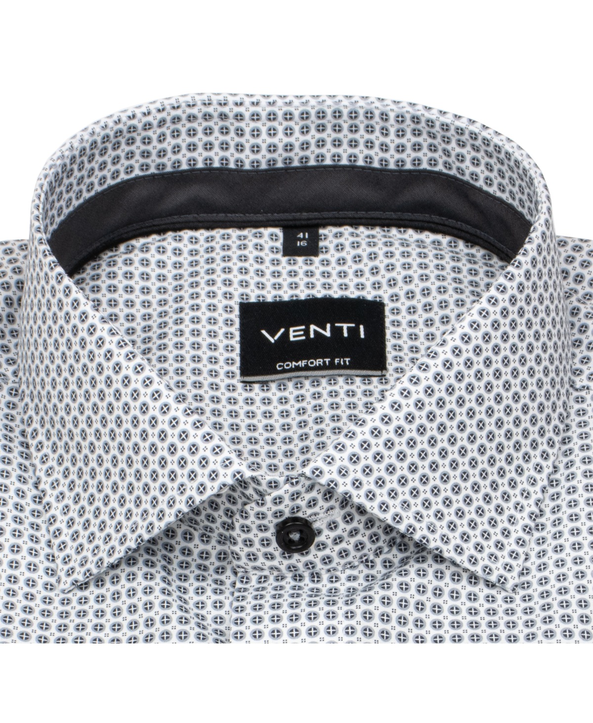 Venti Hemd - Comfort Fit - Kentkragen - Print - anthrazit / weiß