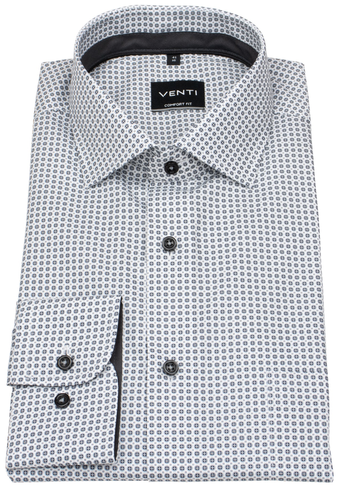 Venti Hemd - Comfort Fit - Kentkragen - Print - anthrazit / weiß