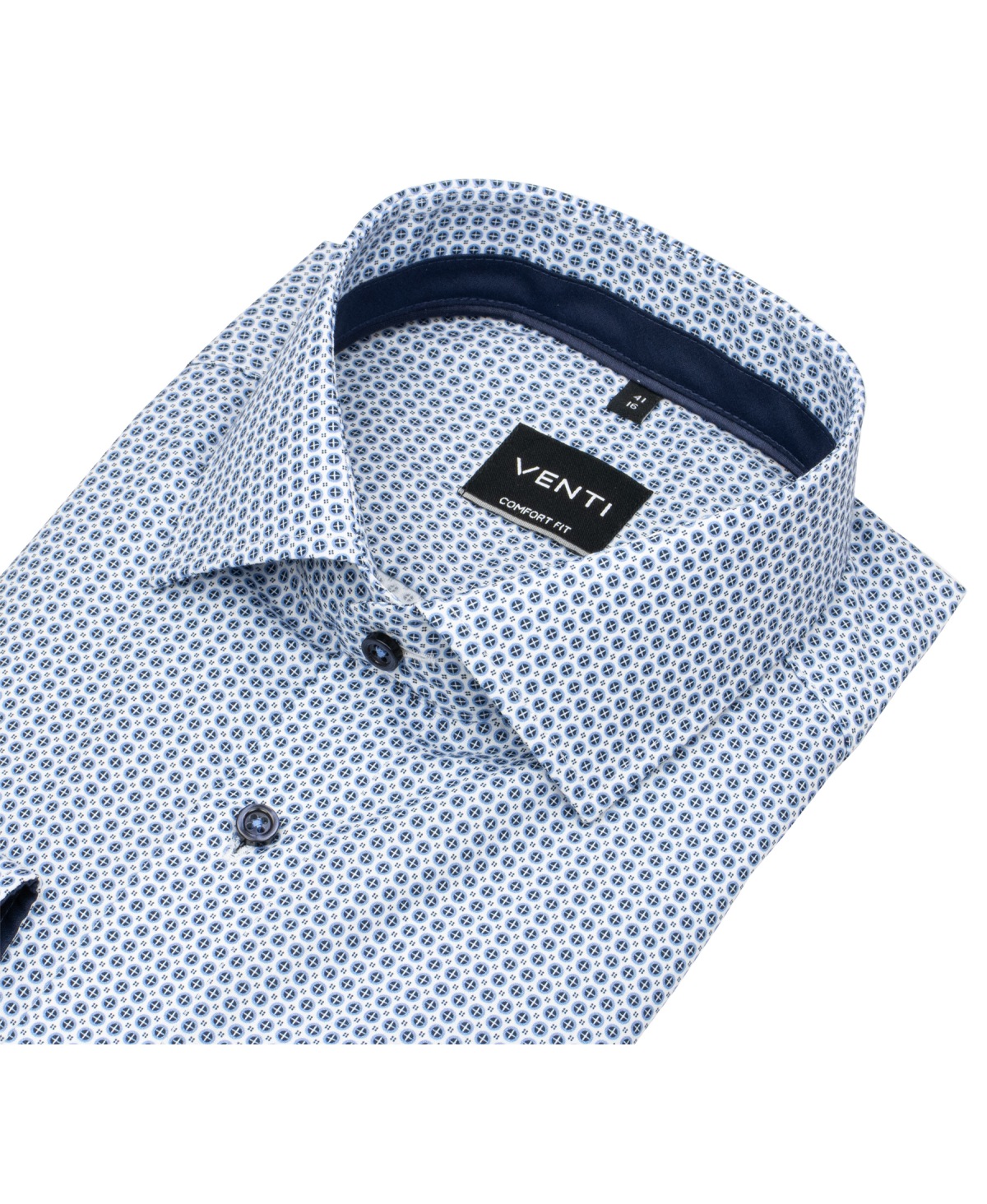 Venti Hemd - Comfort Fit - Kentkragen - Print - blau / weiß