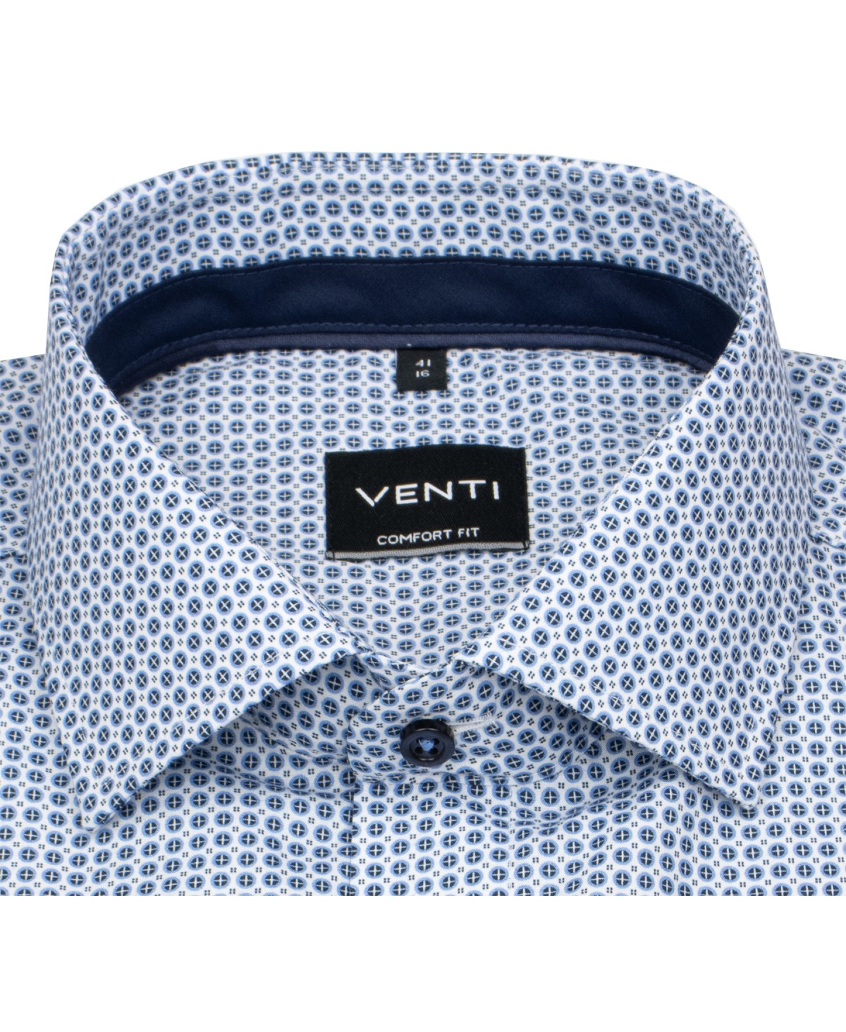 Venti Hemd - Comfort Fit - Kentkragen - Print - blau / weiß