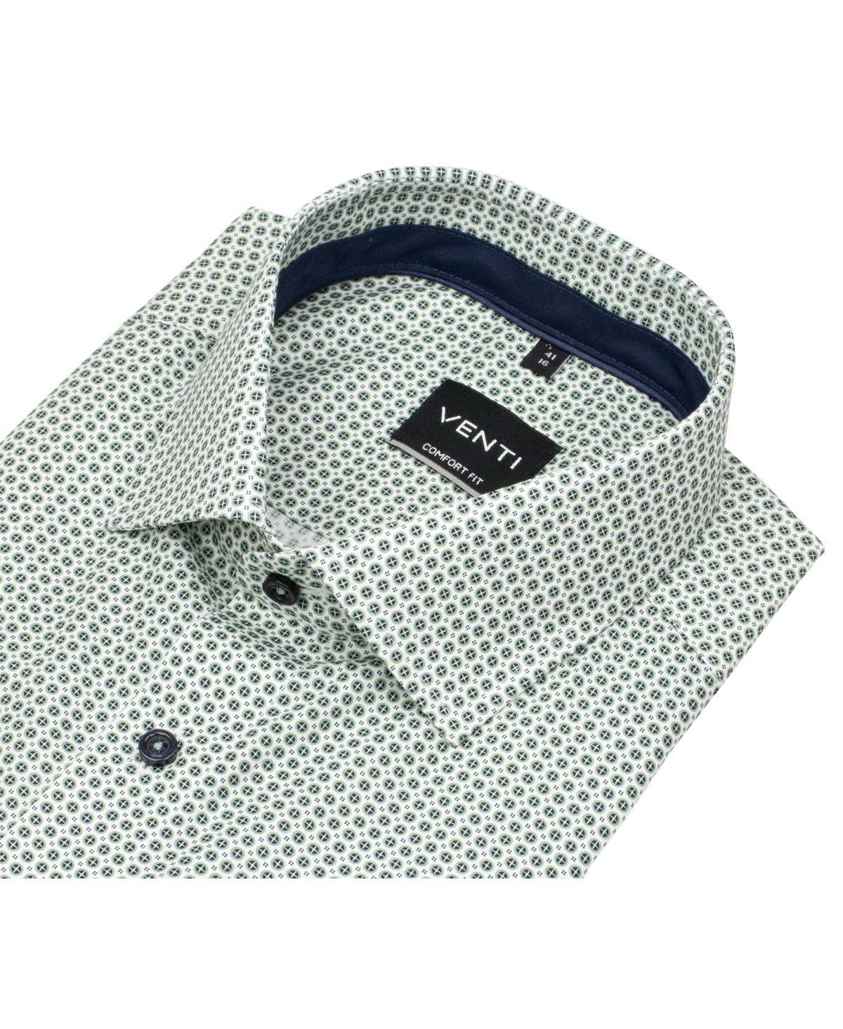 Venti Hemd - Comfort Fit - Kentkragen - Print - grün / weiß