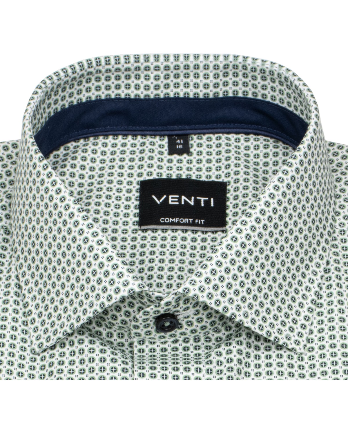 Venti Hemd - Comfort Fit - Kentkragen - Print - grün / weiß