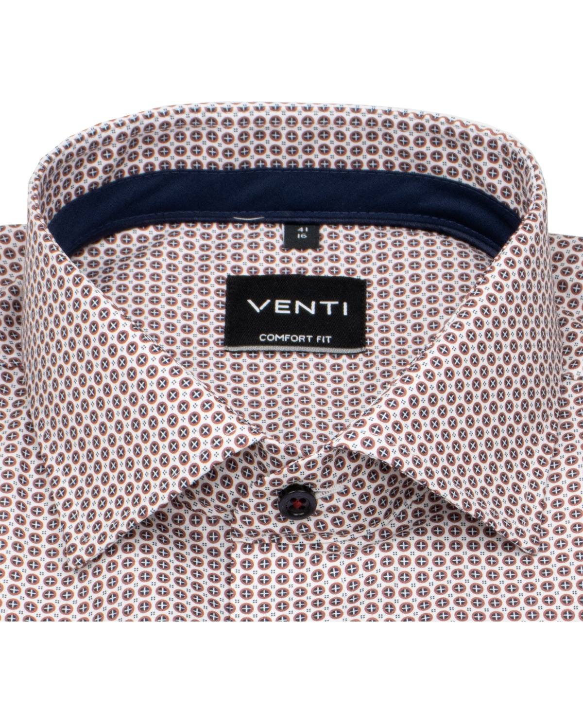 Venti Hemd - Comfort Fit - Kentkragen - Print - rot / weiß