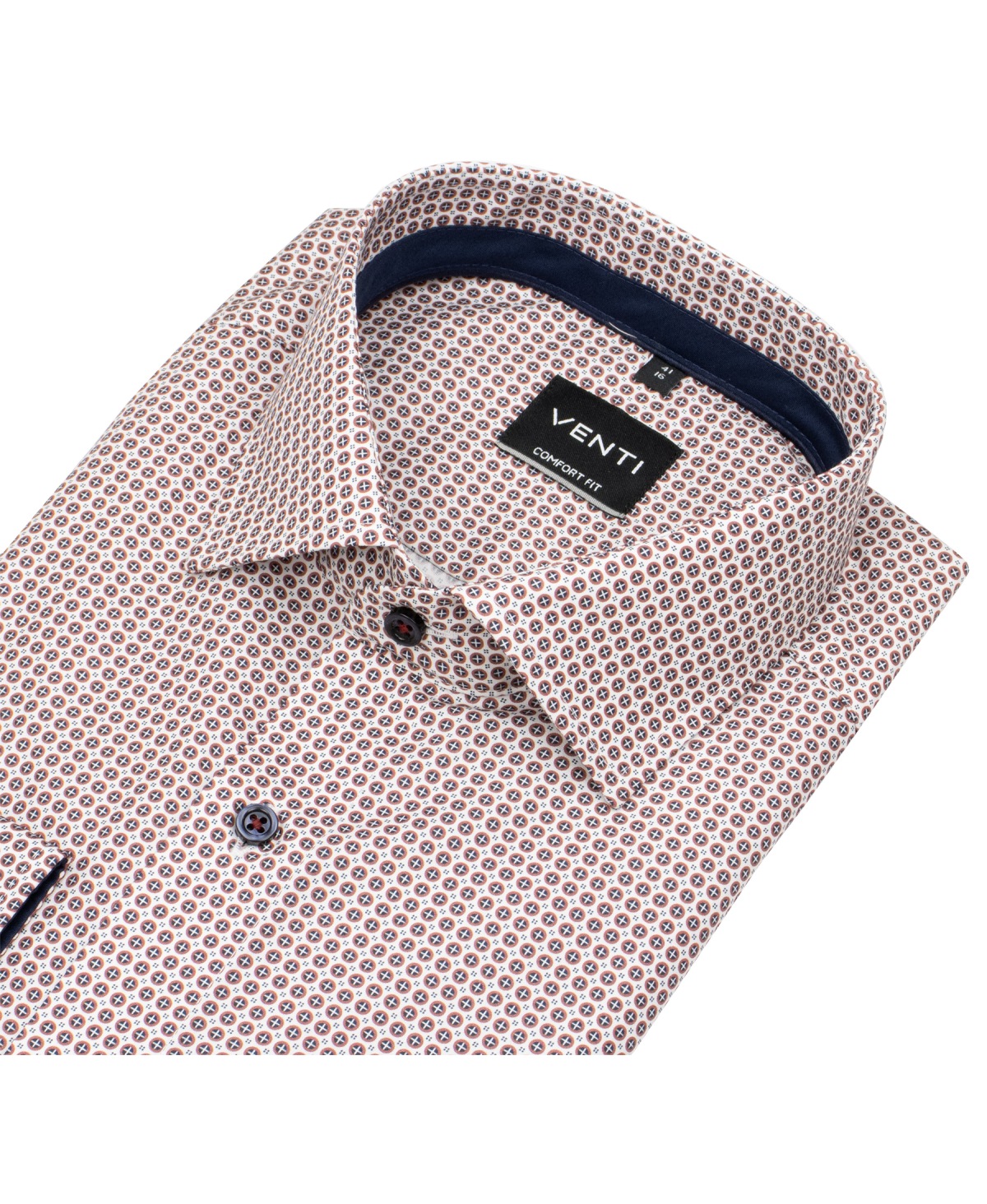 Venti Hemd - Comfort Fit - Kentkragen - Print - rot / weiß