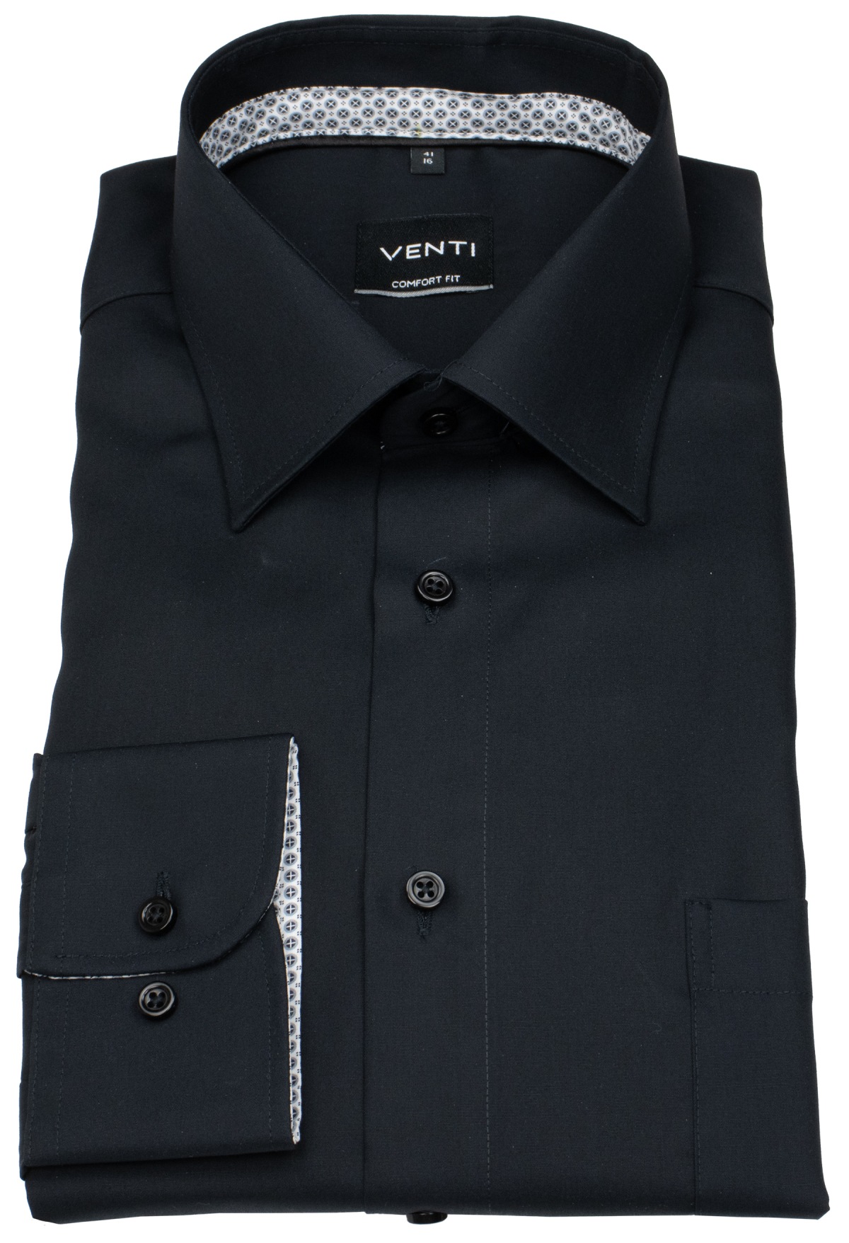 Venti Hemd - Comfort Fit - Kentkragen - schwarz