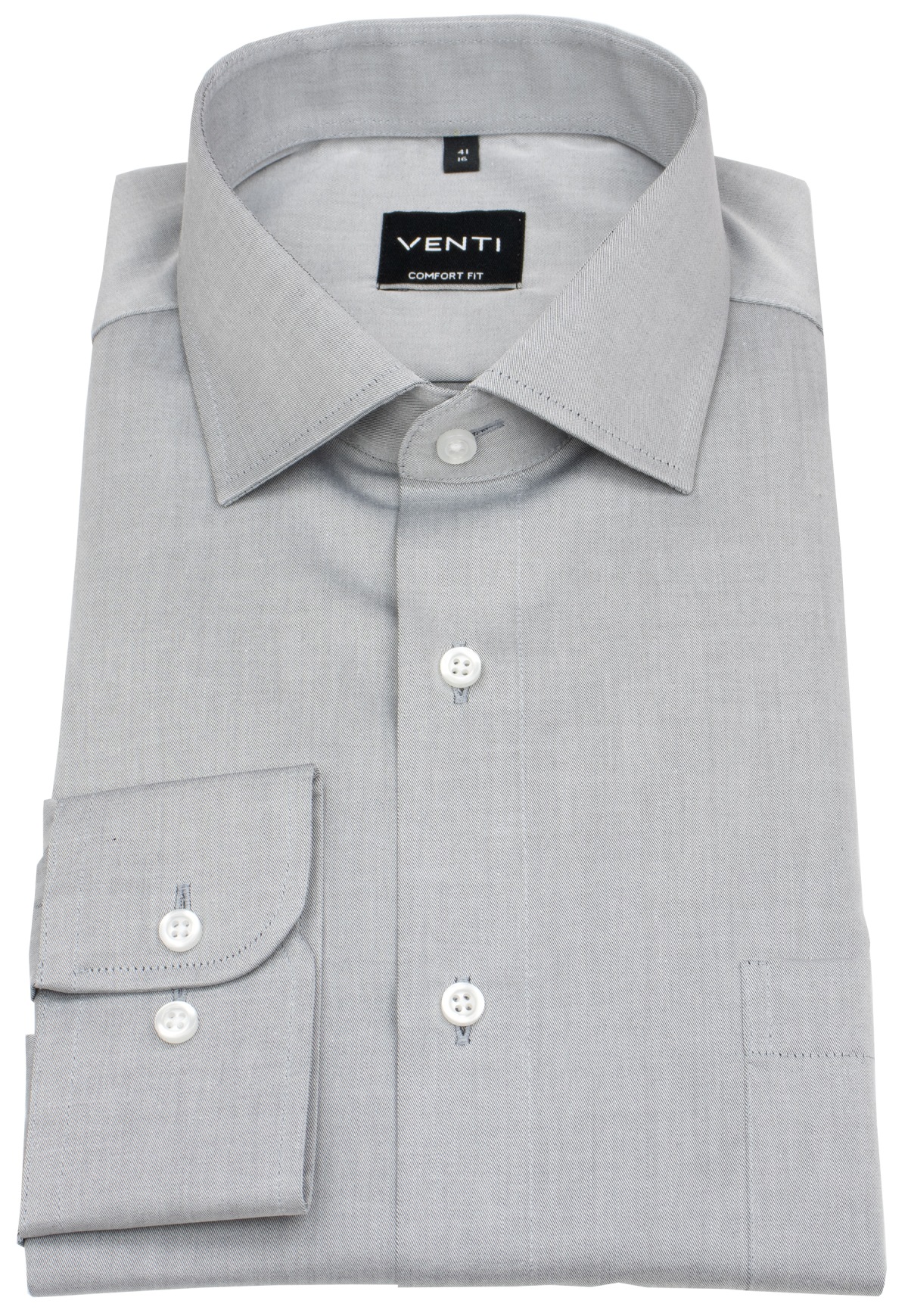 Venti Hemd - Comfort Fit - Kentkragen - Twill - grau