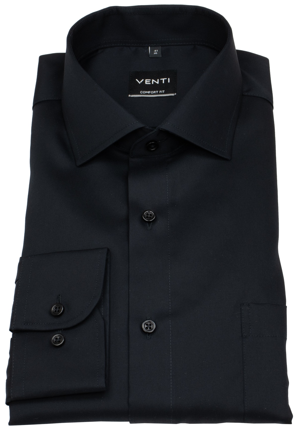 Venti Hemd - Comfort Fit - Kentkragen - Twill - schwarz