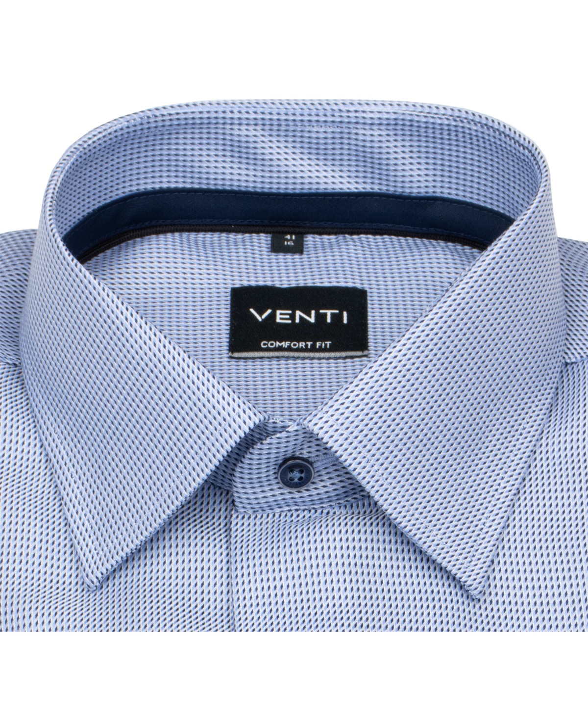 Venti Hemd - Comfort Fit - Print - Kontrastknöpfe - dunkelblau / hellblau