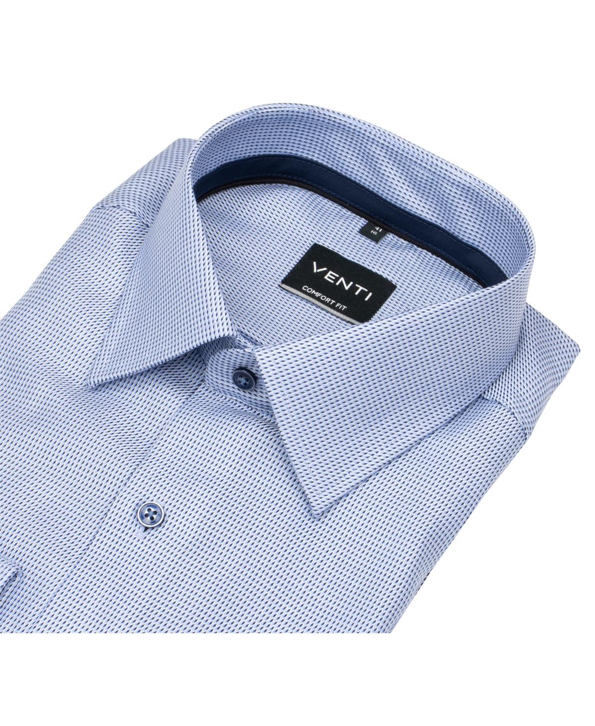 Venti Hemd - Comfort Fit - Print - Kontrastknöpfe - dunkelblau / hellblau