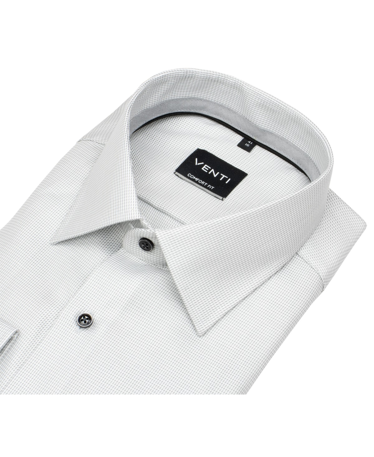 Venti Hemd - Comfort Fit - Print - Kontrastknöpfe - grau / weiß