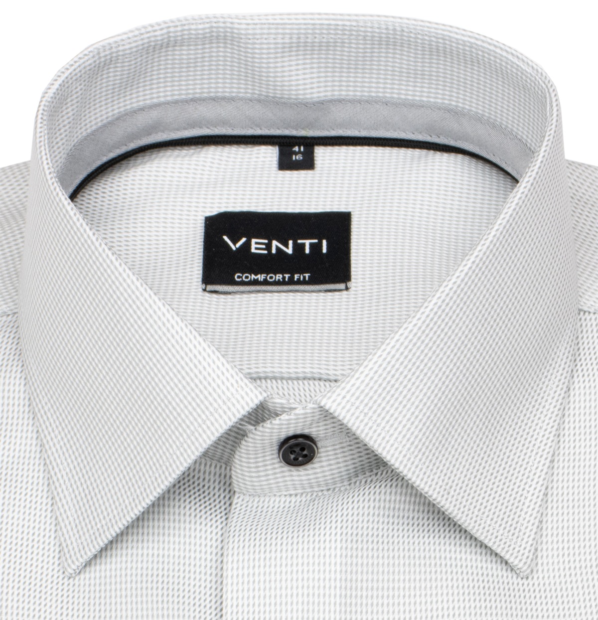 Venti Hemd - Comfort Fit - Print - Kontrastknöpfe - grau / weiß