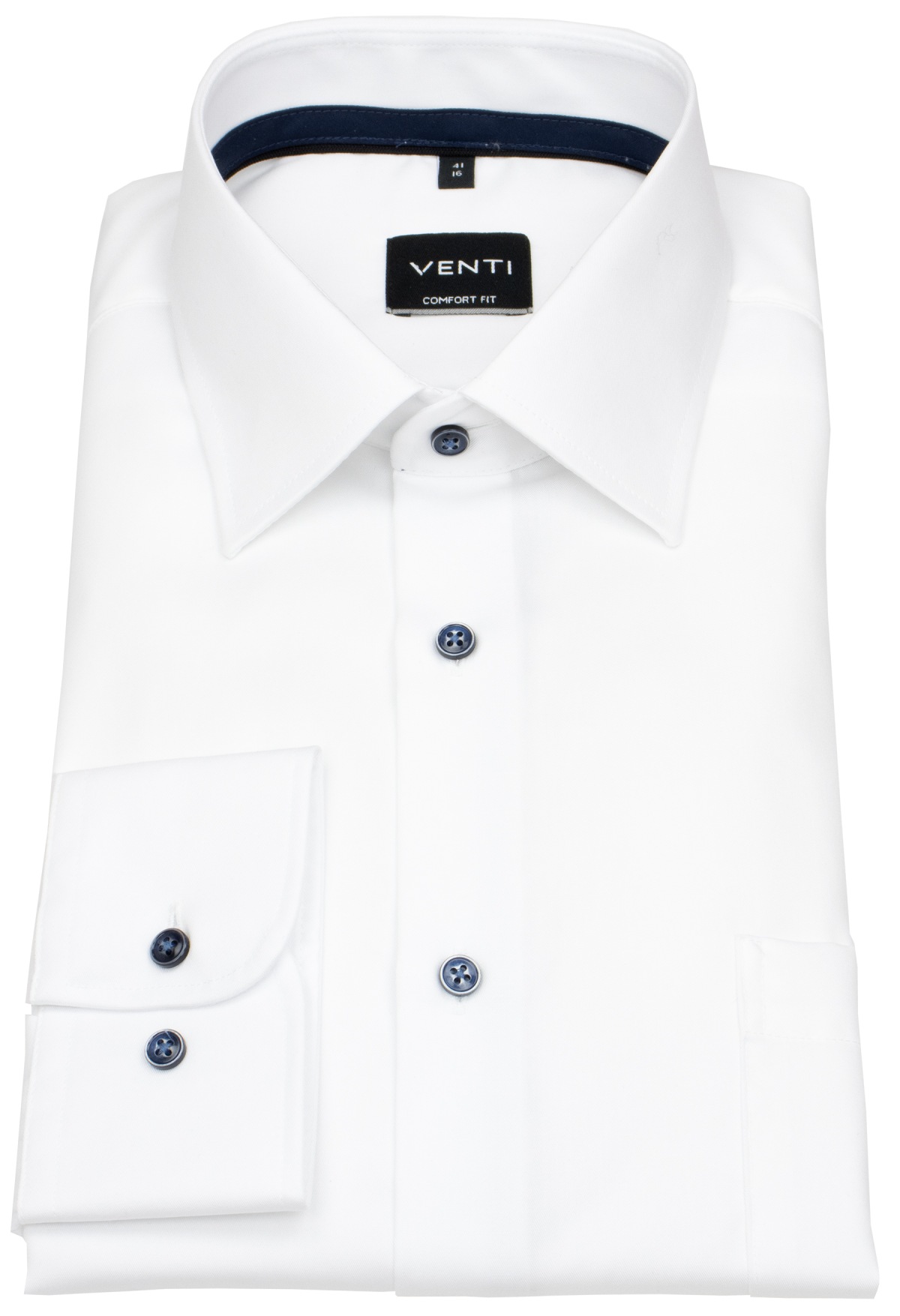 Venti Hemd - Comfort Fit - Print - Kontrastknöpfe - weiß