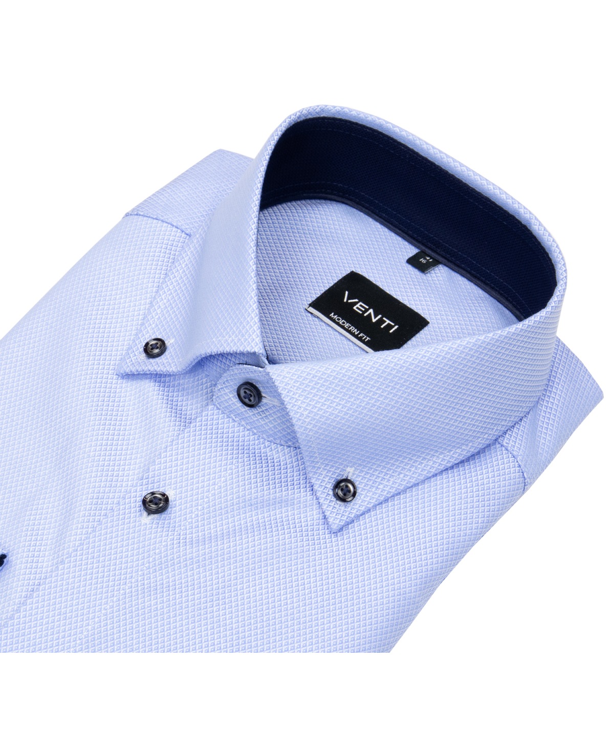 Venti Hemd - Modern Fit - Button Down - Kontrastknöpfe - hellblau